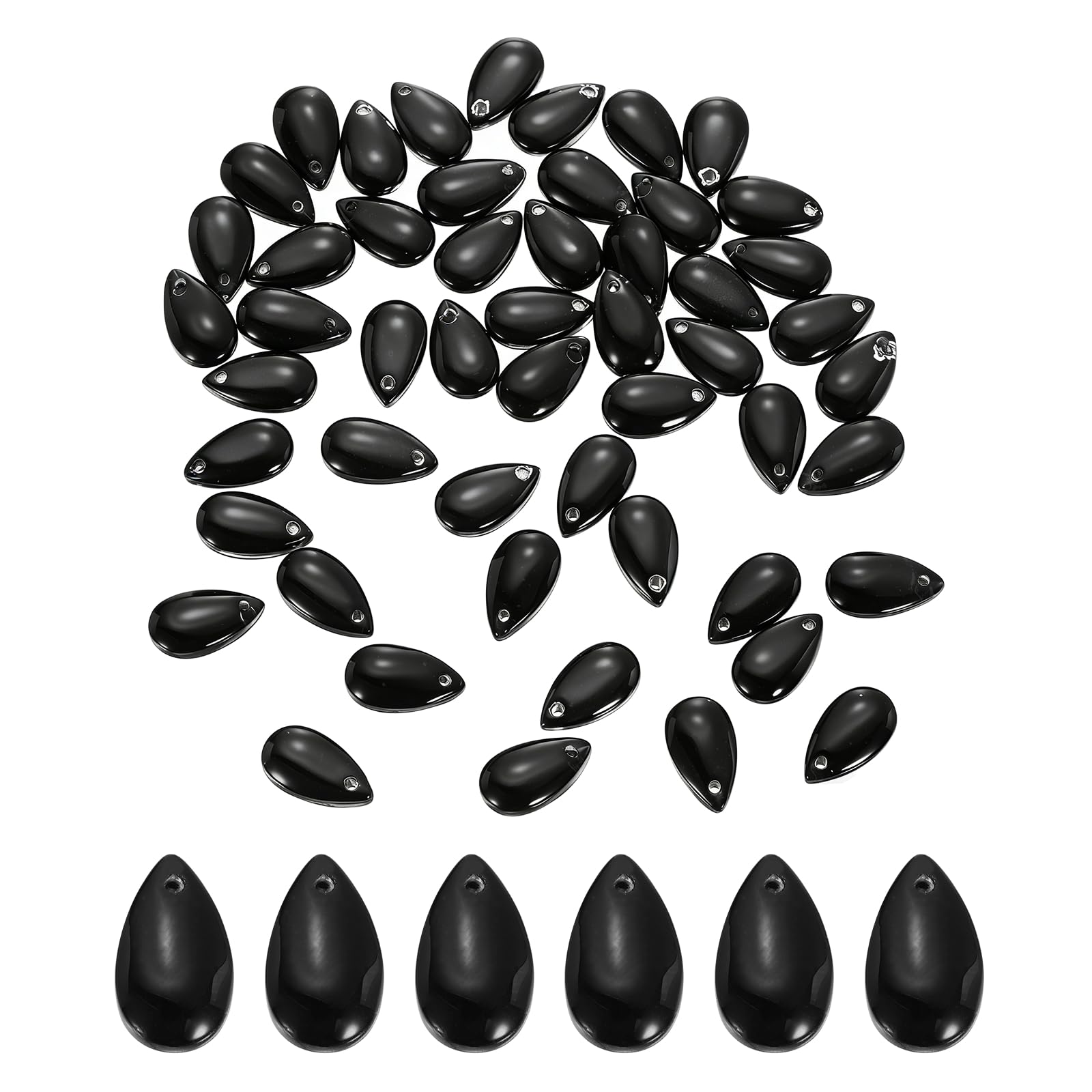sourcing map 60 Pcs Teardrop Crystal Glass Beads, 8x14mm Teardrop Glass Charm Pendants Water Drop Beads Top Drilled for Jewelry Making DIY Craft Bracelets Necklace, Black — image 1