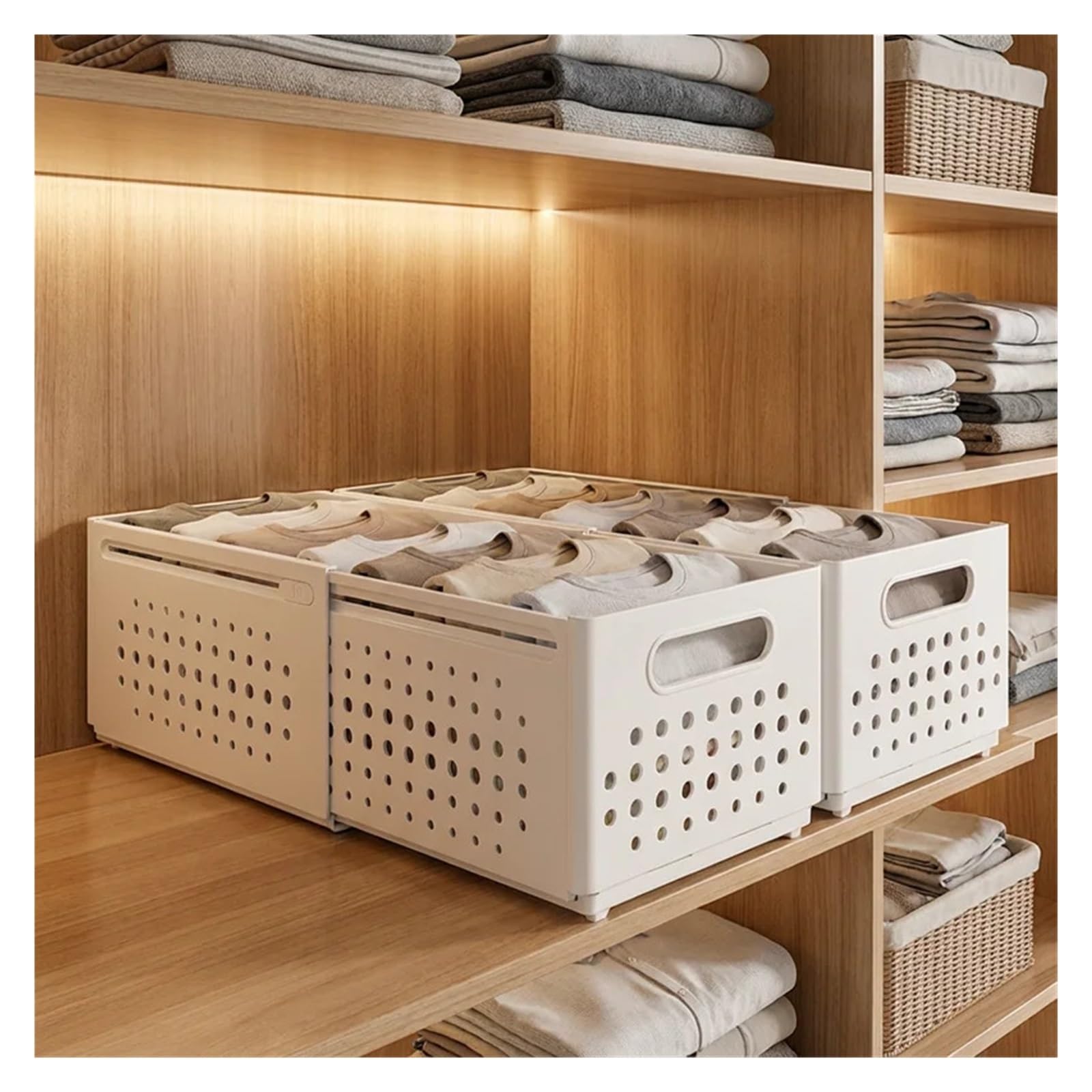 Generico Organizzatore for cassetti retrattili Lunghezza regolabile Armadietto da cucina impilabile Ordinamento for