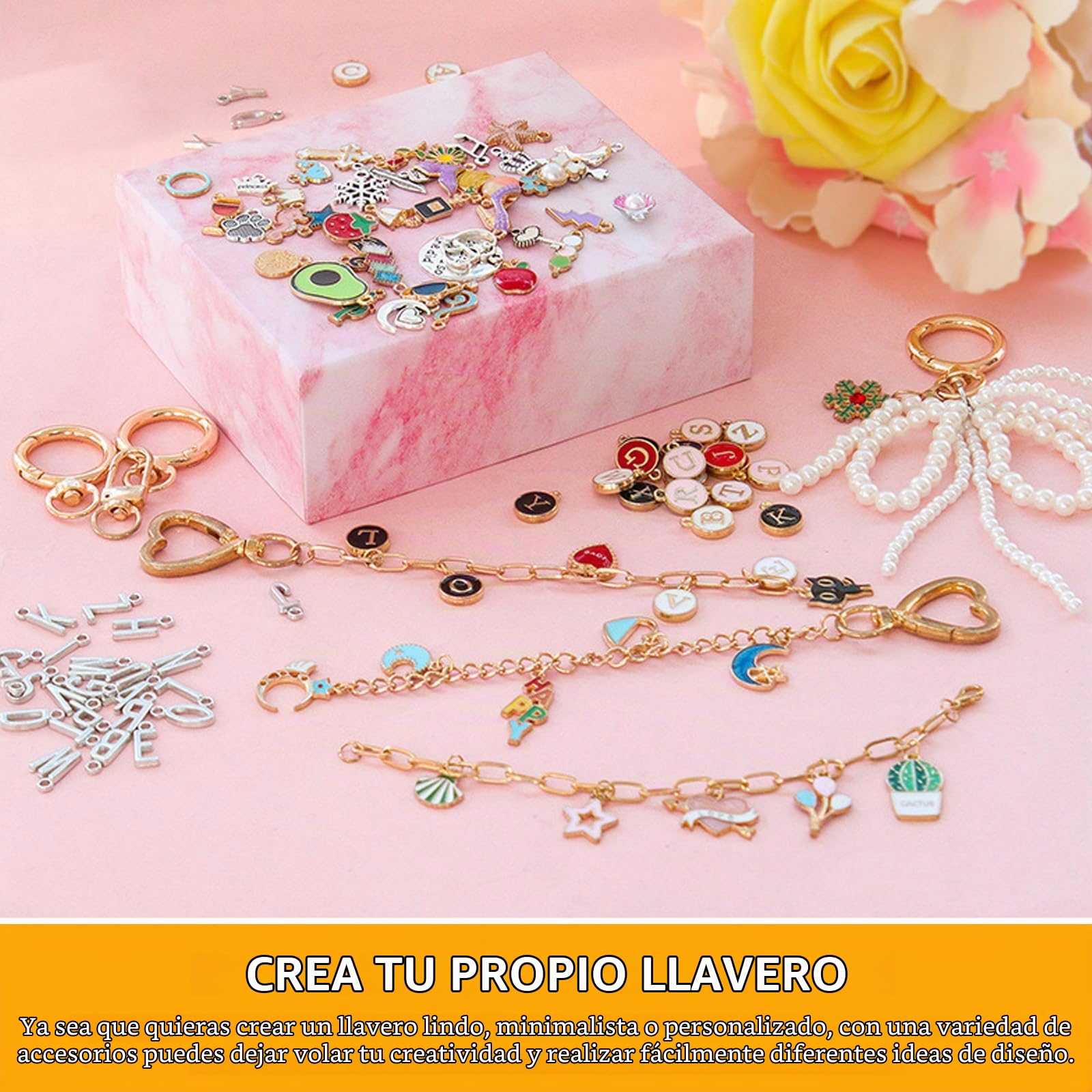 DAZZTIME Kit para Hacer Llaveros Personalizados,316 Piezas Kit de Fabricación de Llaveros,Piezas Set de Llaveros para Manualidades,para BolsosLlaveros y Creación de Joyería
