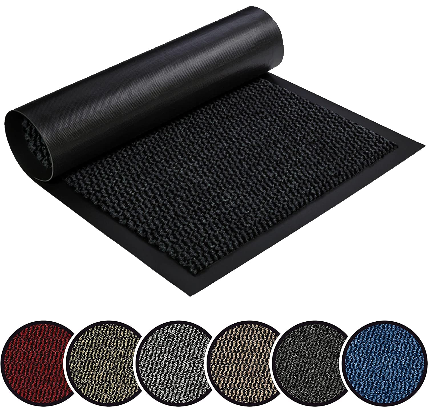 TrendMakers Barrier Mat Medium Anthracite/Black Door Mat Rubber Backed Medium Runner Barrier Mats Rug PVC Edged Heavy Duty Kitchen Mat(50 X 80 Cm) โ image 1