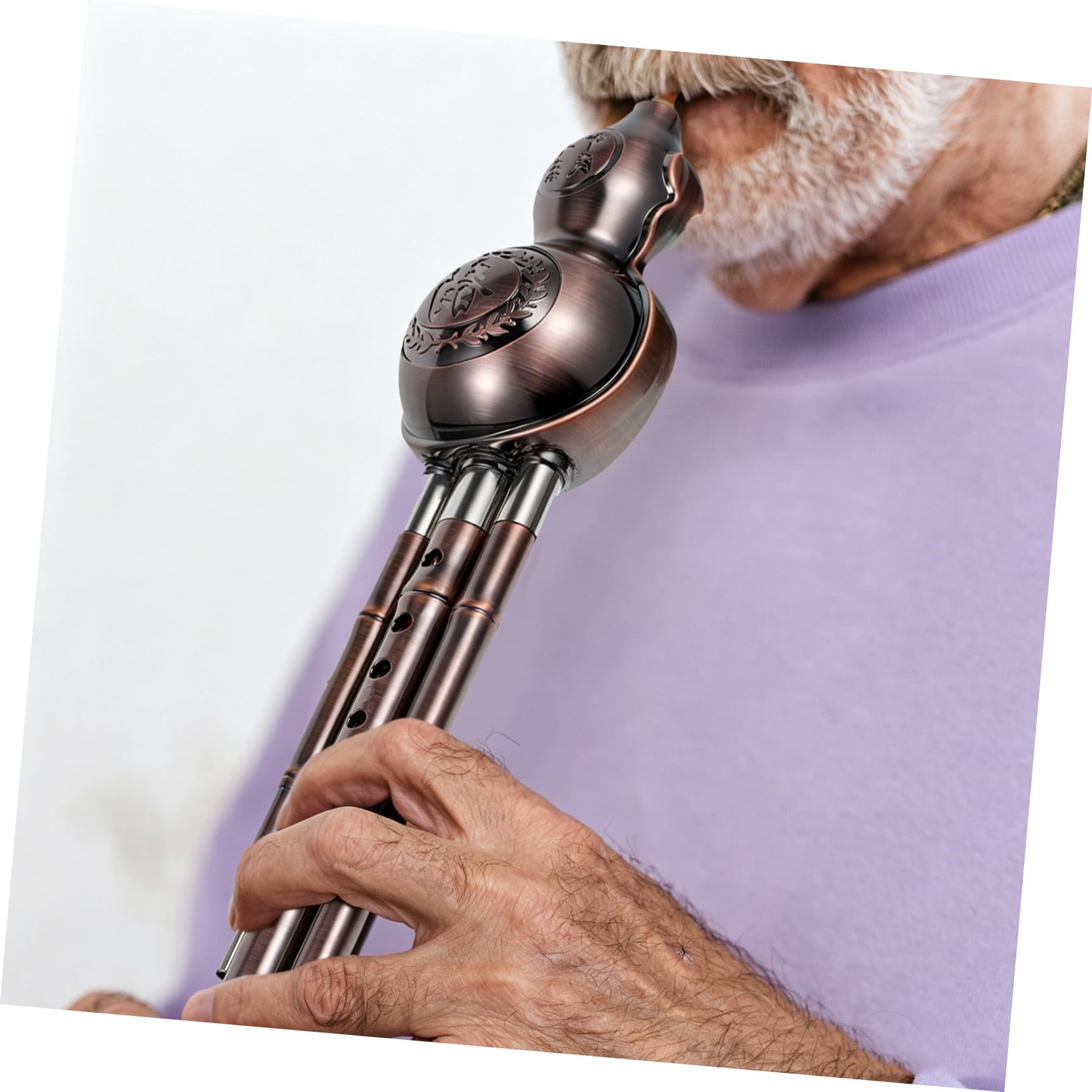 Strumento Musicale Cinese Hulusi in PP di Flauto Cucurbitacea con Placcatura Retrò e Motivo Classico per Principianti e Appassionati di Musica Etnica