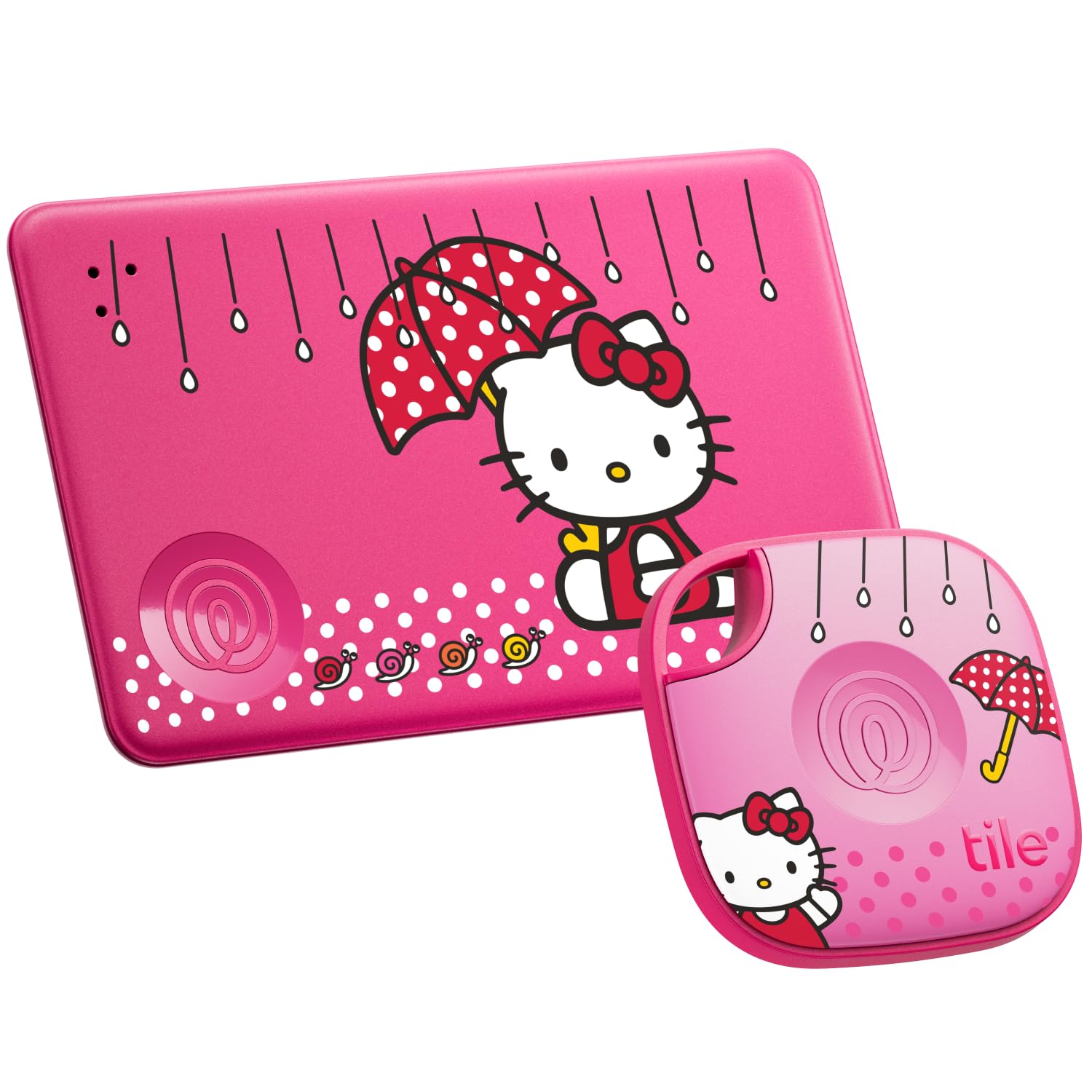 Life360 Tile Starter Pack - Bluetooth Trackers and Item Finders for Keys, Wallets &amp; More. Both iOS and Android Compatible. Phone Finder. 2-Pack, Mate/Slim (Tile x Hello Kitty: Rainy Day Adventures)