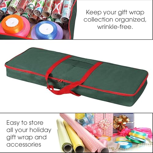 Miniatura 4 de Primode Organizador de papel de regalo de Navidad  Caja de almacenamiento de papel de regalo (37 x 14 x 4 pulgadas) fabricada con material Oxford