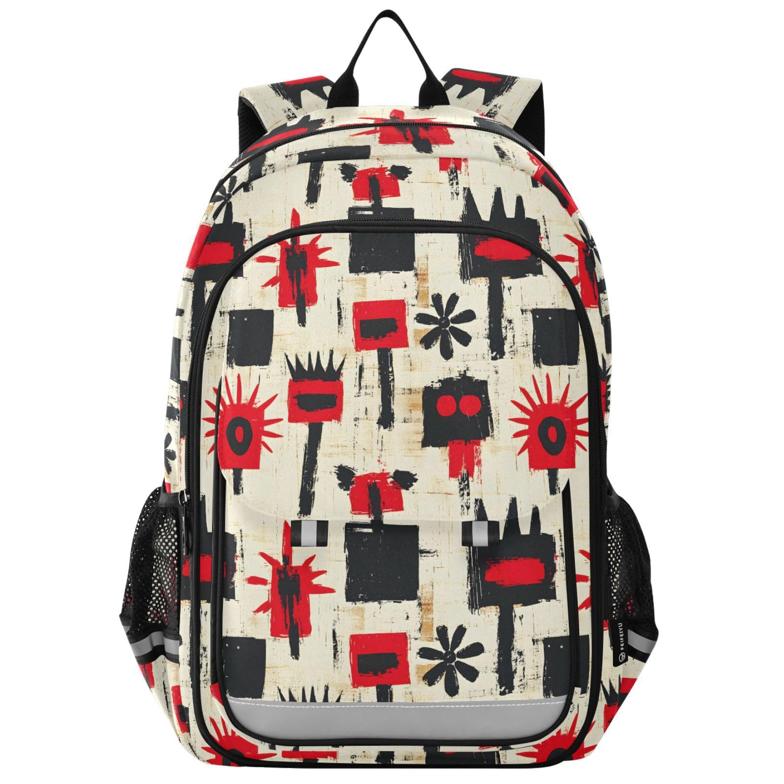 Abstract Pattern Kids Backpack Big Storage Multiple Pockets 17 7 IN for Travel Bookbag School Bag with Chest