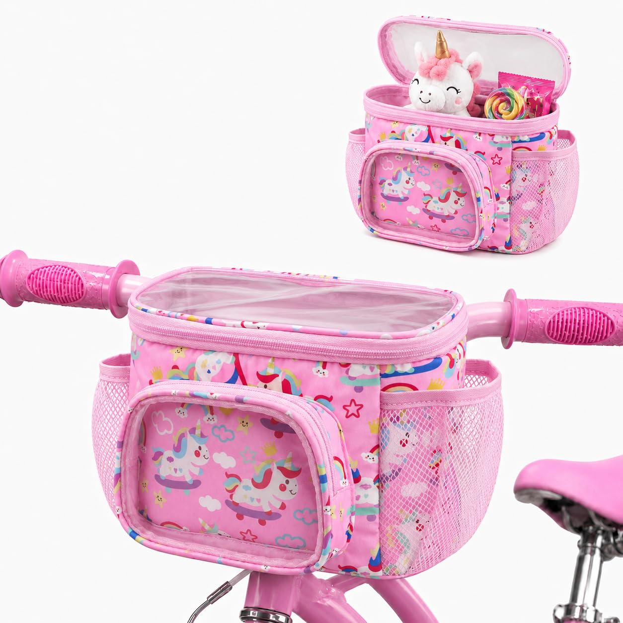 Kids Bike Basket Front - Handlebar Front Mount for Bicycle,Scooter,Tricycle,Detachable Shoulder Strap Bag,Handlebar Bag for Girls and Boys