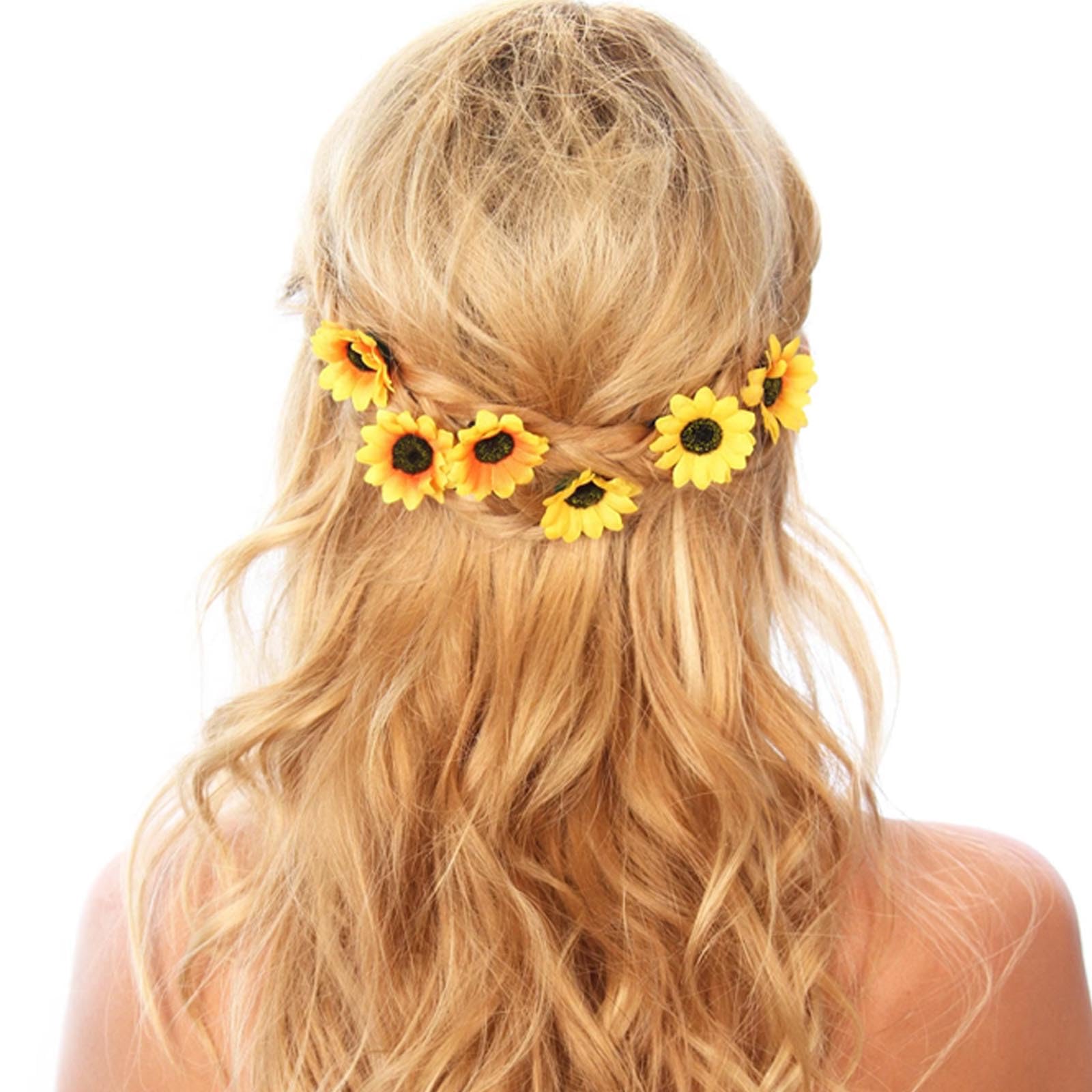 GWAWG 2Pcs Daisy & Sunflower Flower Headband Crown Boho Floral Hair Wreath, Adjustable Headpiece for Women & Girls, Wedding - Image 4