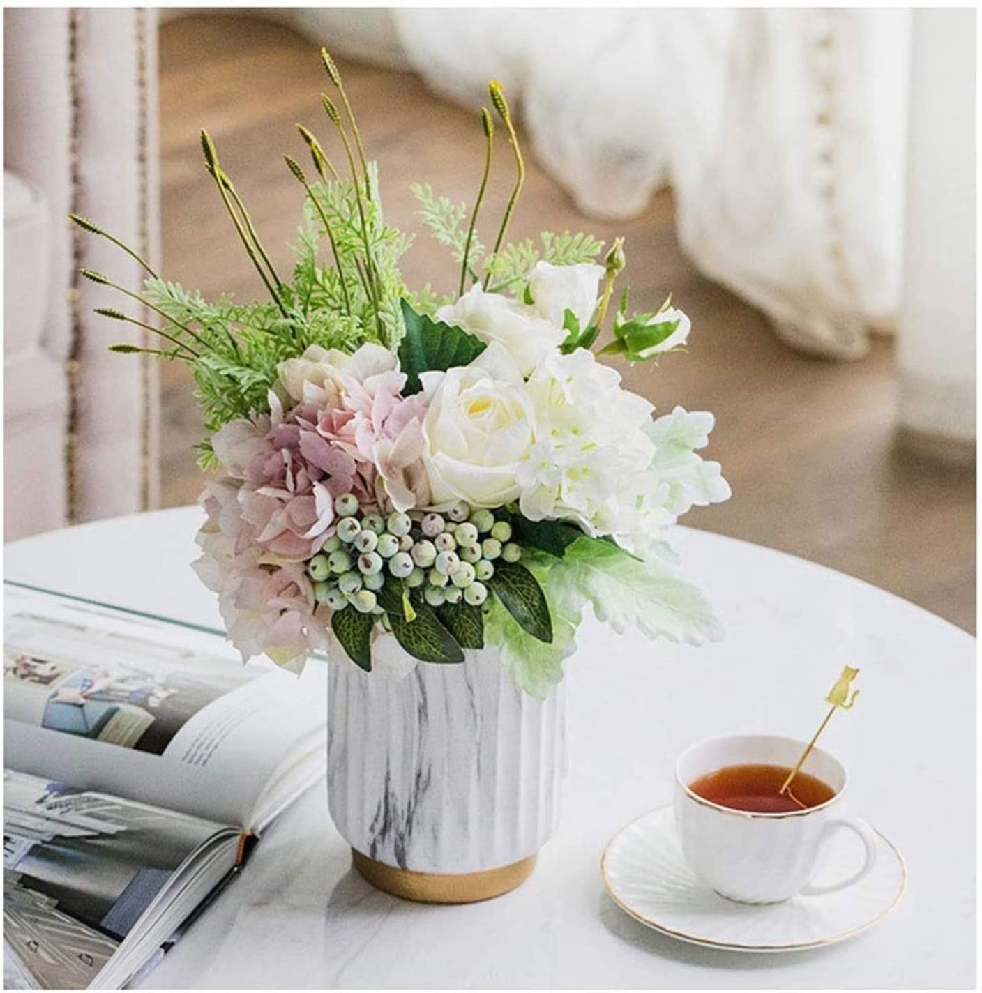 Künstliche Blumen Wunderschön Künstliche Blumen Geburtstag Zuhause Hochzeit Dekoration Kunstblumen Vase Set Künstliche Blumen wie Echt