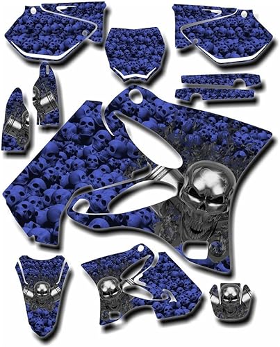 Kit completo de gráficos TTR 90 Flaming Gear Head Blue Senge 2000-2008 compatible con Yamaha