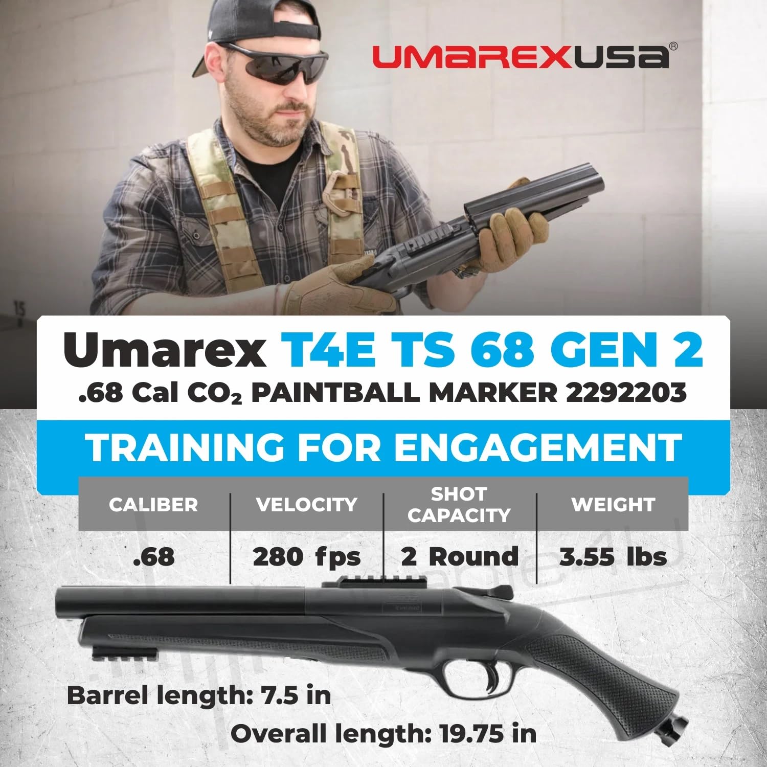 Umarex T4E TS 68 GEN 2 .68 Cal CO2 Paintball Marker (2292203)