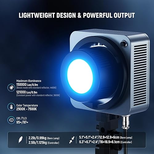 Miniatura 21 de NEEWER HB80C RGBWW - Luz de video LED con batería integrada de 72 Wh y carga rápida PD de 100 W, iluminación de salida continua COB Mini RGB de 80