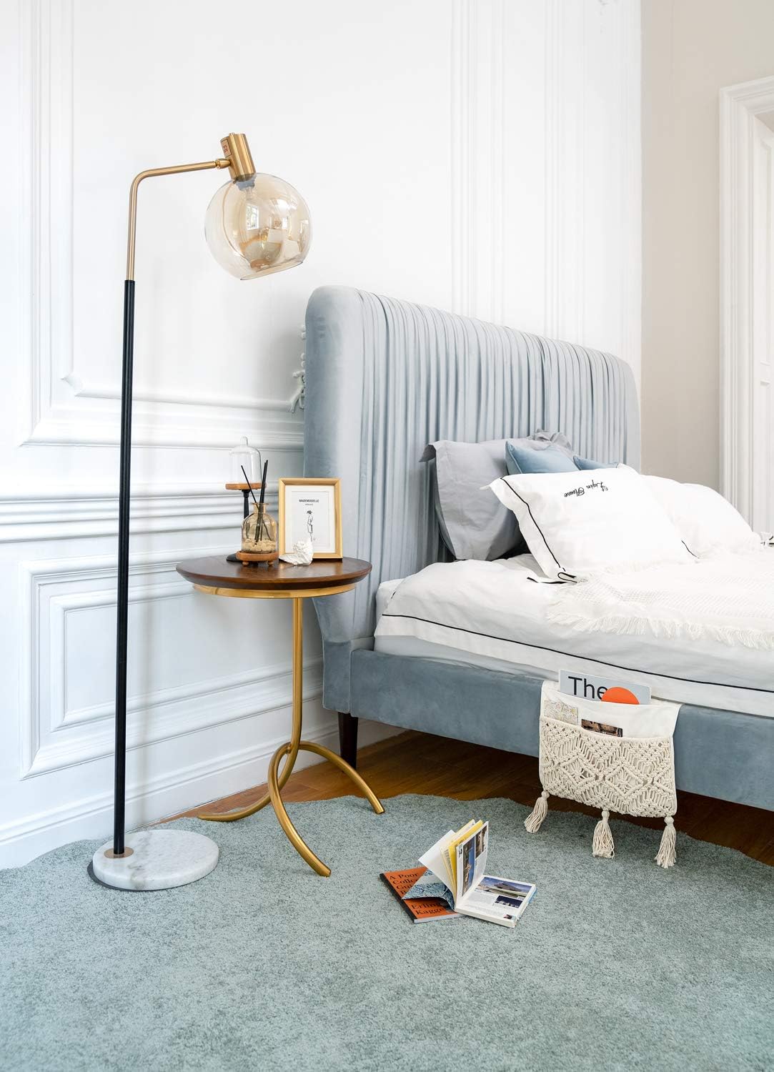 Mkono Sofa Armrest Organizer and Macrame Wall Hanging Boho Decor for Bathroom Bedroom Dresser Living Room Office, Ivory, Set of 3