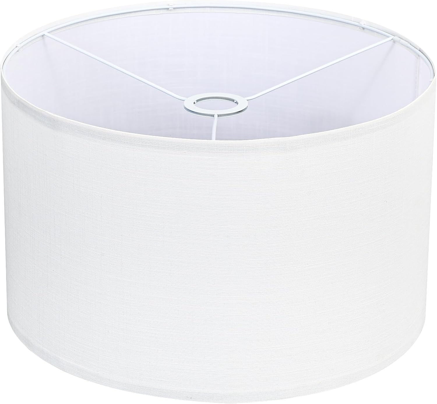 White Drum Lamp Shade 16" Top x 16" Bottom x 10" High, Large Linen Lampshades for Table Lamps & Floor Lamps, Cylindrical Lamp Shade Replacement with 3 Adapter Rings, Easy to Assemble