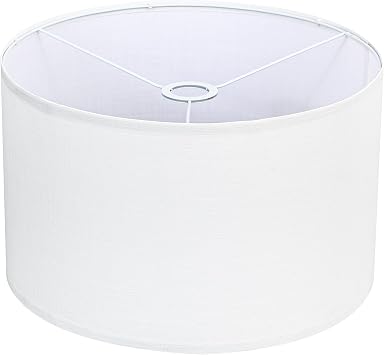 White Drum Lamp Shade 16" Top x 16" Bottom x 10" High, Large Linen Lampshades for Table Lamps & Floor Lamps, Cylindrical Lamp Shade Replacement with 3 Adapter Rings, Easy to Assemble