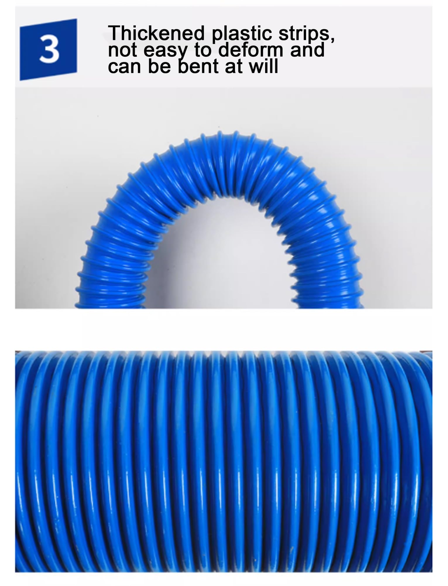 Manguera Flexible De Caucho PVC, 118 Pulgadas, Azul, Tubo De Ventilación Corrugado De Junta Blanda para Conductos De Flujo De Aire Y Aplicaciones De Escape (30~300 Mm) (70 Mm)