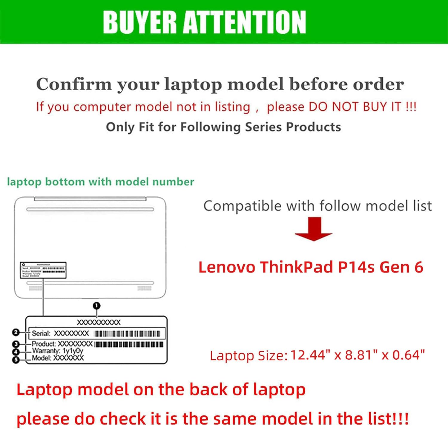 Laptop Case Cover Only for Lenovo ThinkPad P14s Gen 6 (14″ AMD) Notebook PC (NOT Working with Other Lenovo Models). 2-in-1 PU Leather Shell Notebook Sleeve (Black)