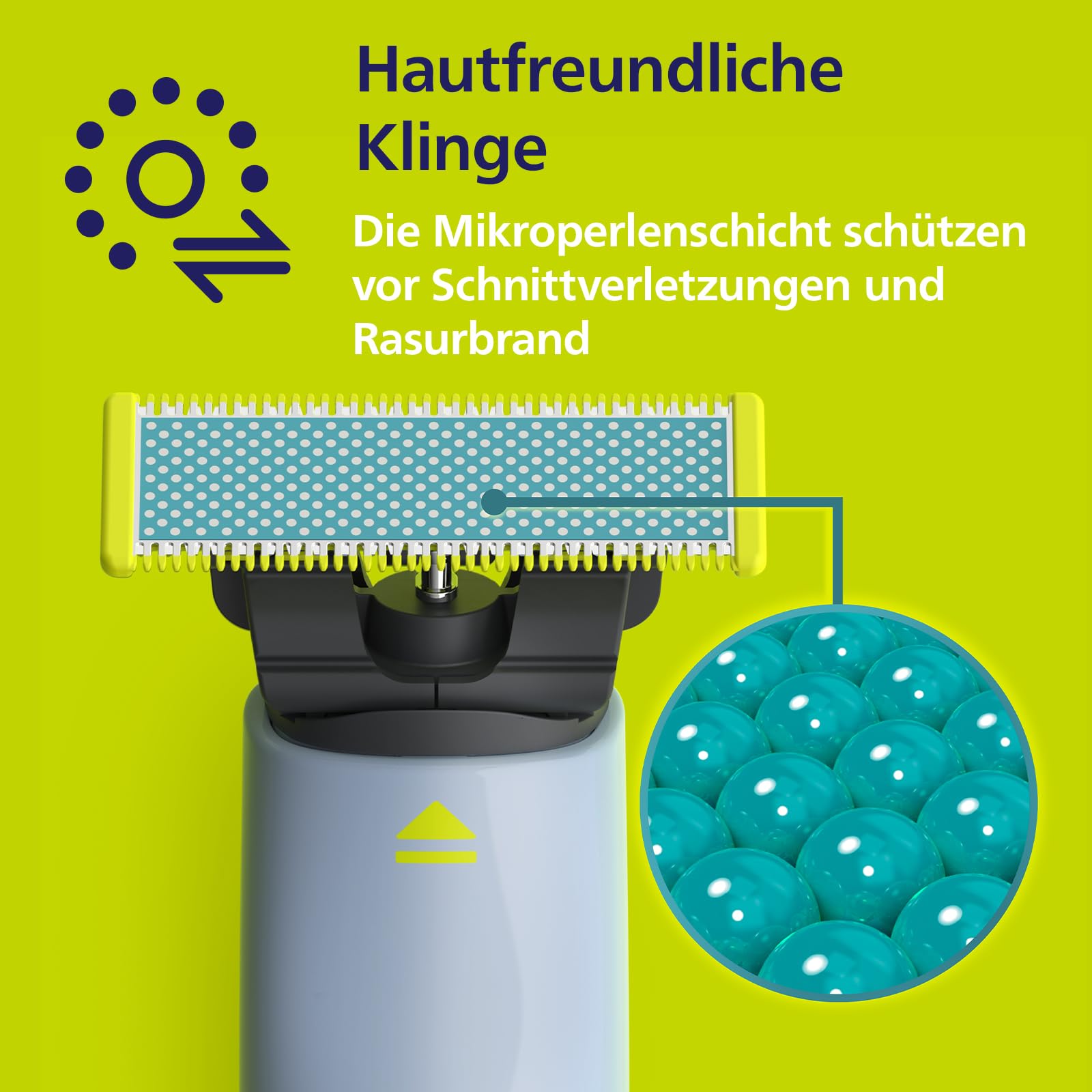 Philips OneBlade First Shave - Elektrisches Hybrid-Rasiersystem für besonders empfindliche Haut im Gesicht, 2x AntiFriction-Klingen, QP1324/30