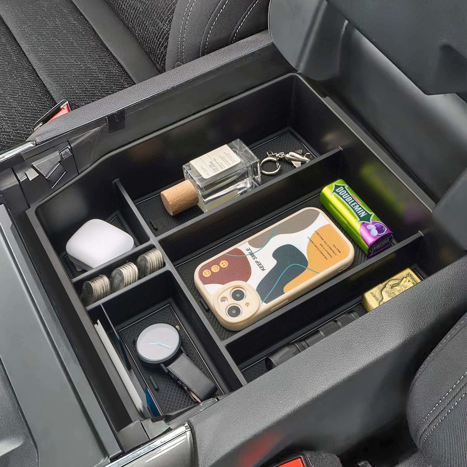 PIMCAR Center Console Organizer Compatible with 2021 2022 2023 2024 F150 Armrest Storage Tray Interior Accessories(Full Console w/Bucket Seats ONLY)