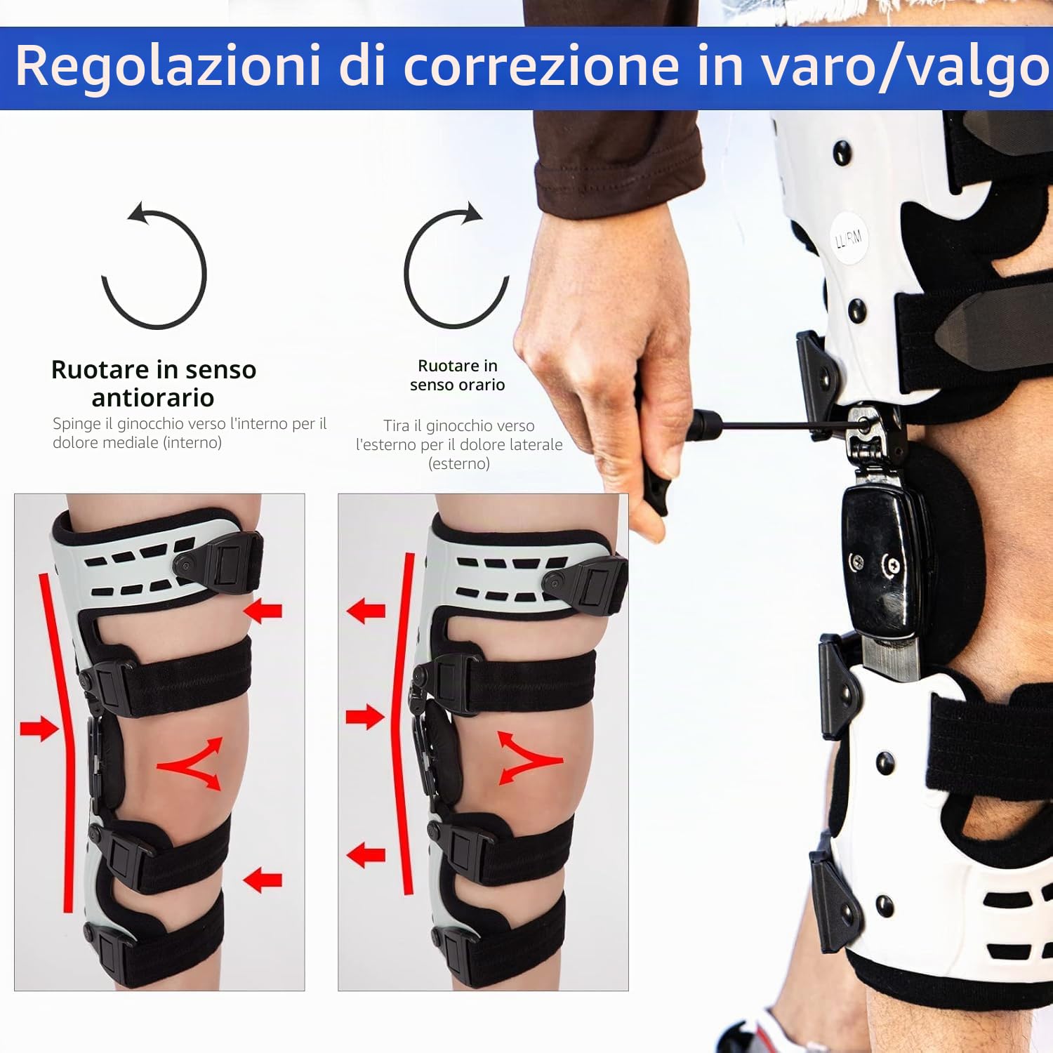 OA Unloader Ginocchiera OA, tutore per ginocchio mediale per osteoartrite, dolore da artrite, necrosi avvascolare, dolore osseo su osso e articolazione del ginocchio (sinistra)