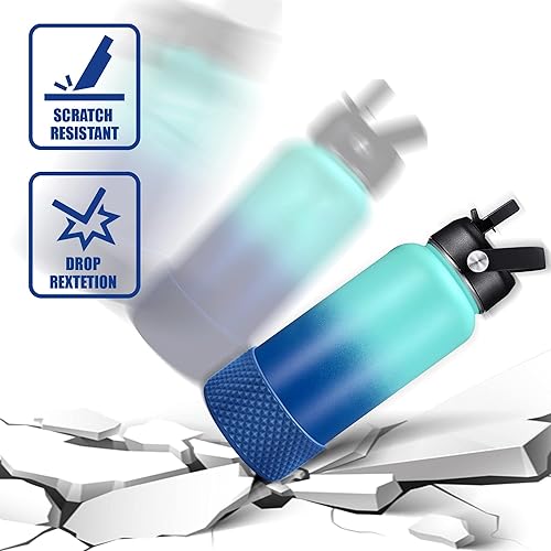 Miniatura 3 de GLINK Funda para botella, compatible con Hydro Flask y otros, accesorio protector de botella de agua de silicona, bota flexible antideslizante con