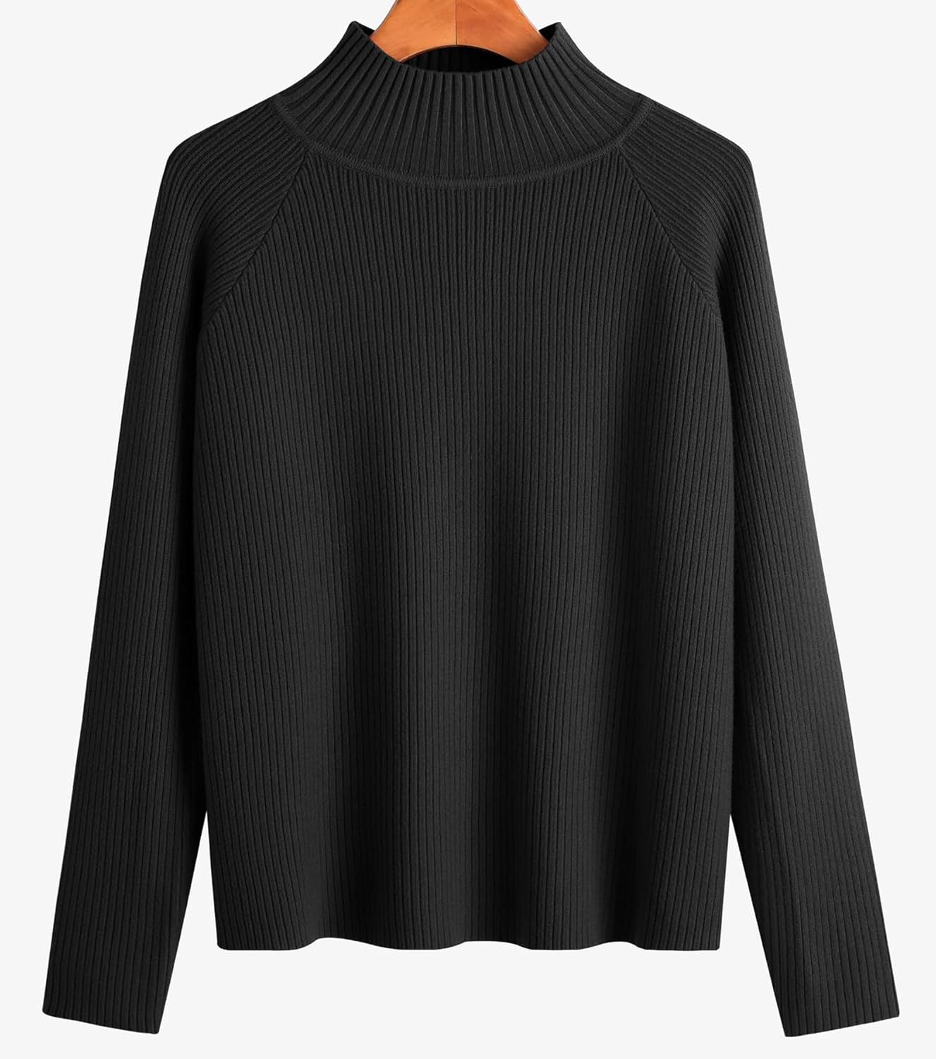 Ckikiou Casual Soft Knitted Mock Neck Sweater for Women Fall Winter Raglan Sleeve Ribbed Pullover Top - Image 2