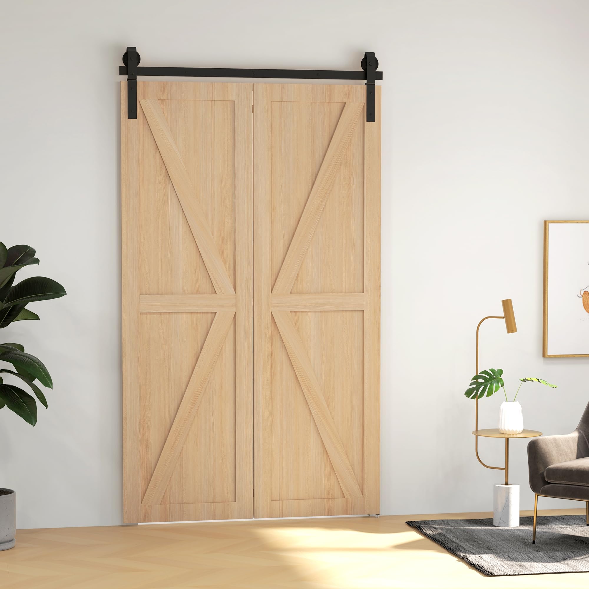 HOMCOM Kit per Porta Scorrevole Pieghevole in Acciaio al Carbonio Nero 122x0.5x4 cm con Accessori Inclusi