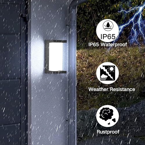 Miniatura 12 de Sytmhoe Lámpara de pared exterior del anochecer al amanecer, accesorios de pared exterior negros de 3000 K, aplique de pared exterior moderno, luz