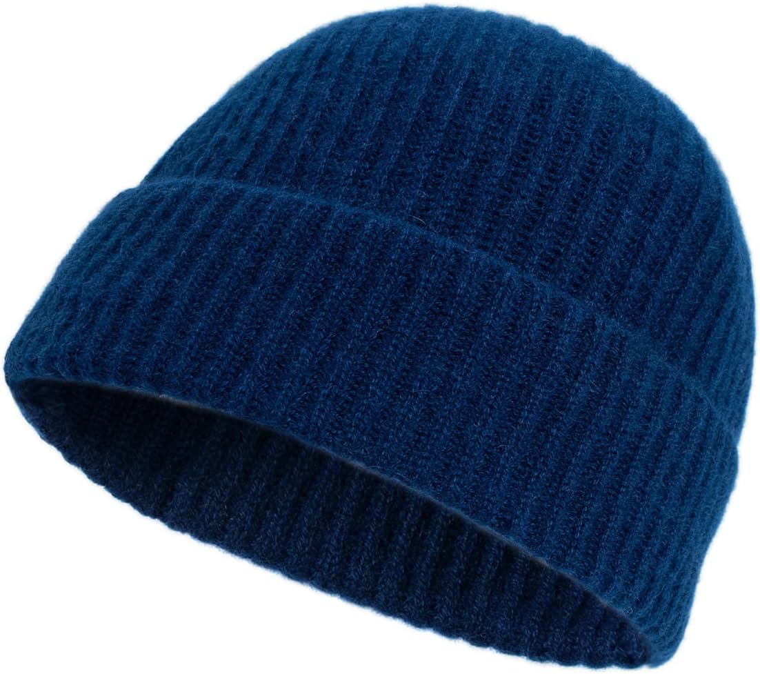 Villand 100% Cashmere Ribbed Cuffed Hat for Men, Ultra-Soft Men's Pure Cashmere Winter Ski Beanie - Image 2