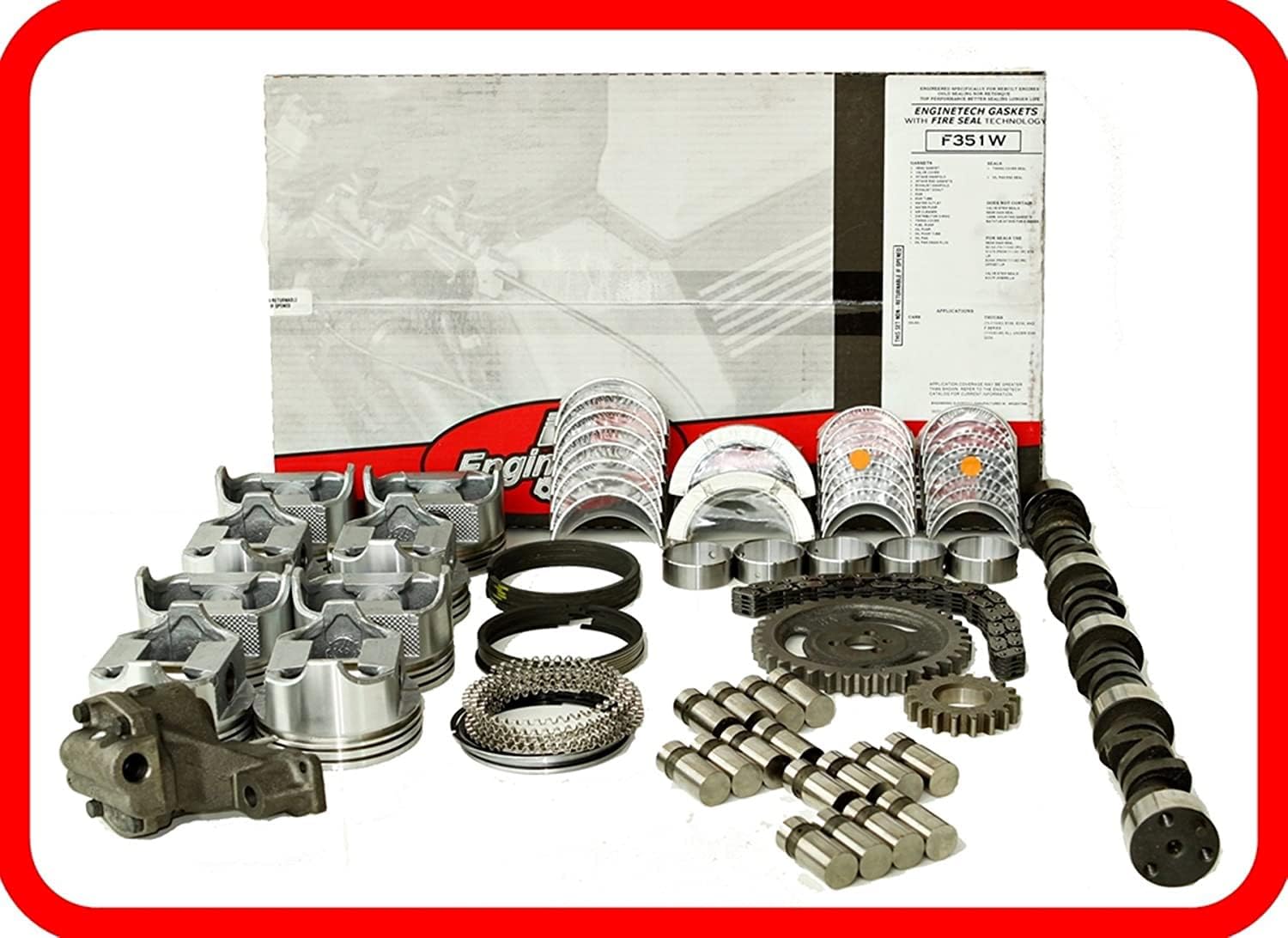 Master Engine Rebuild Kit FITS: 67-85 Chevrolet SBC 350 5.7L V8 w/Stage-2 HP Cam & Flat-Top Pistons