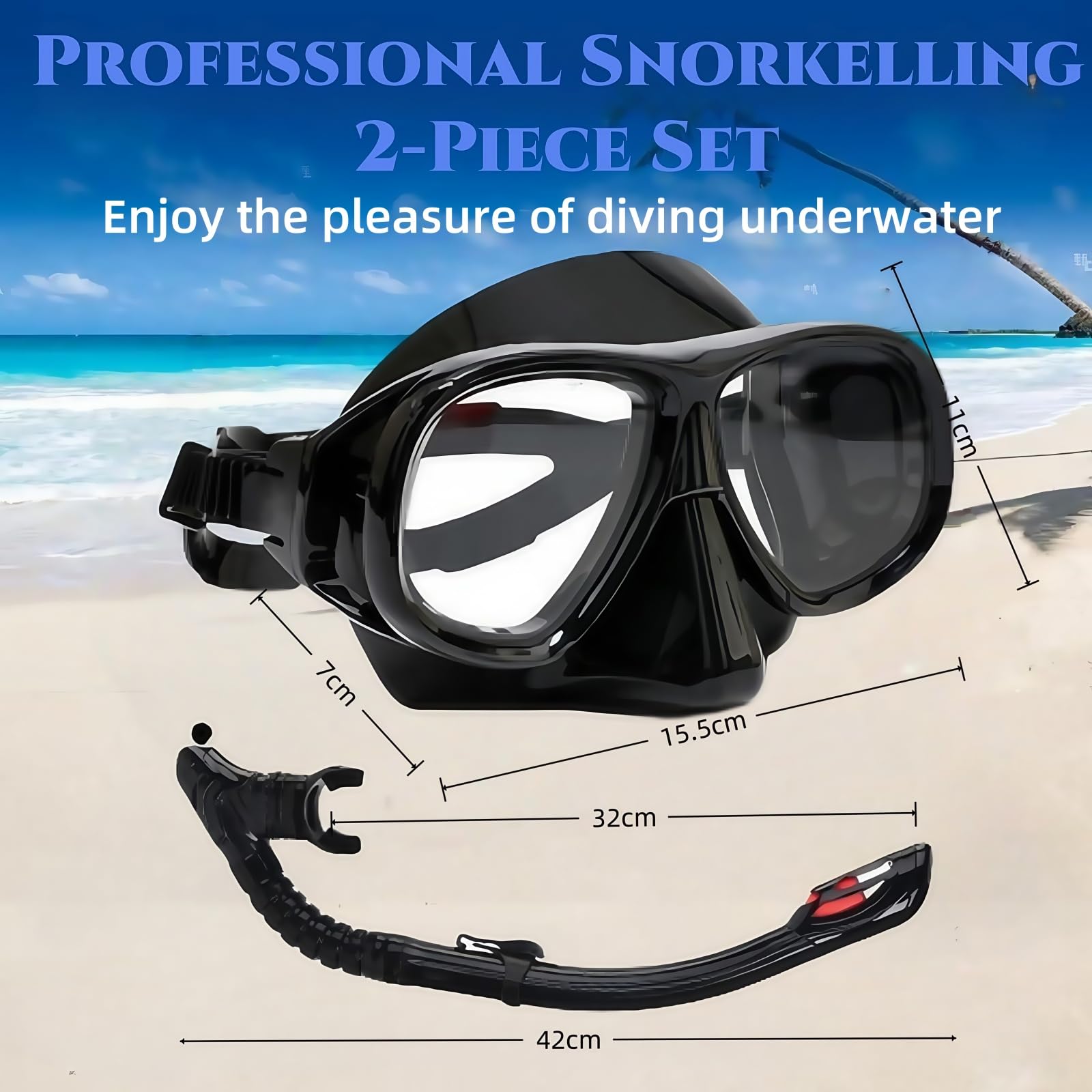 Juego de esnórquel con visión, dioptrías: 0 a -6, juego de buceo para adultos con gafas antivaho y tubo seco, set de esnórquel para adultos