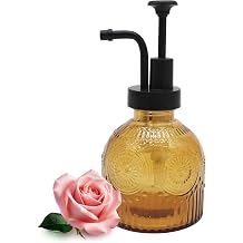 Vintage Glass Soap Dispenser for Bathroom and Kitchen, Farmhouse Antique Style Cute Small Liquid Hand Soap Pump,Dish Detergent Shampoo Lotion Pump Brown