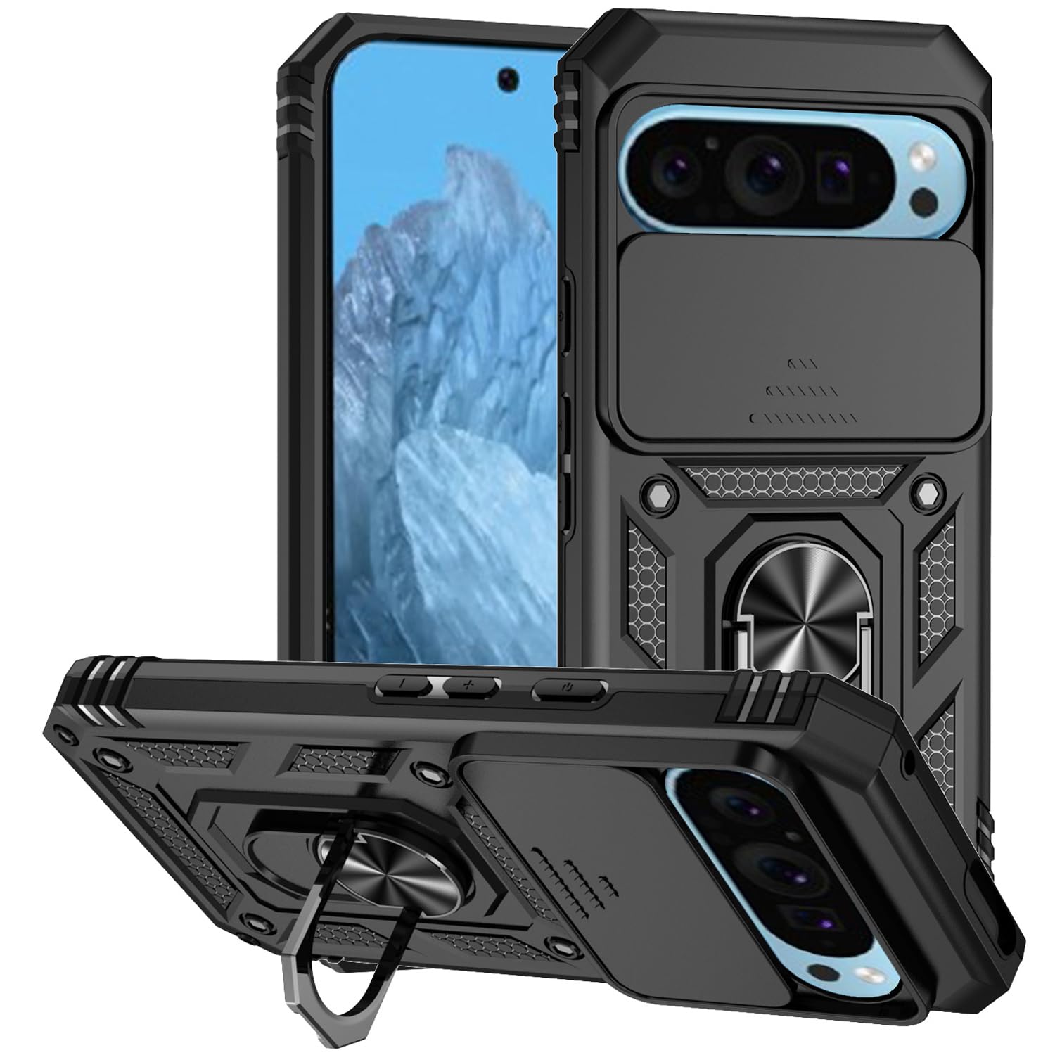 Military Grade for Google Pixel 9 Case for Google Pixel 9 Pro Case with Kickstand Slide Camera Cover Protection Shockproof for Pixel 9 Pixel 9 Pro