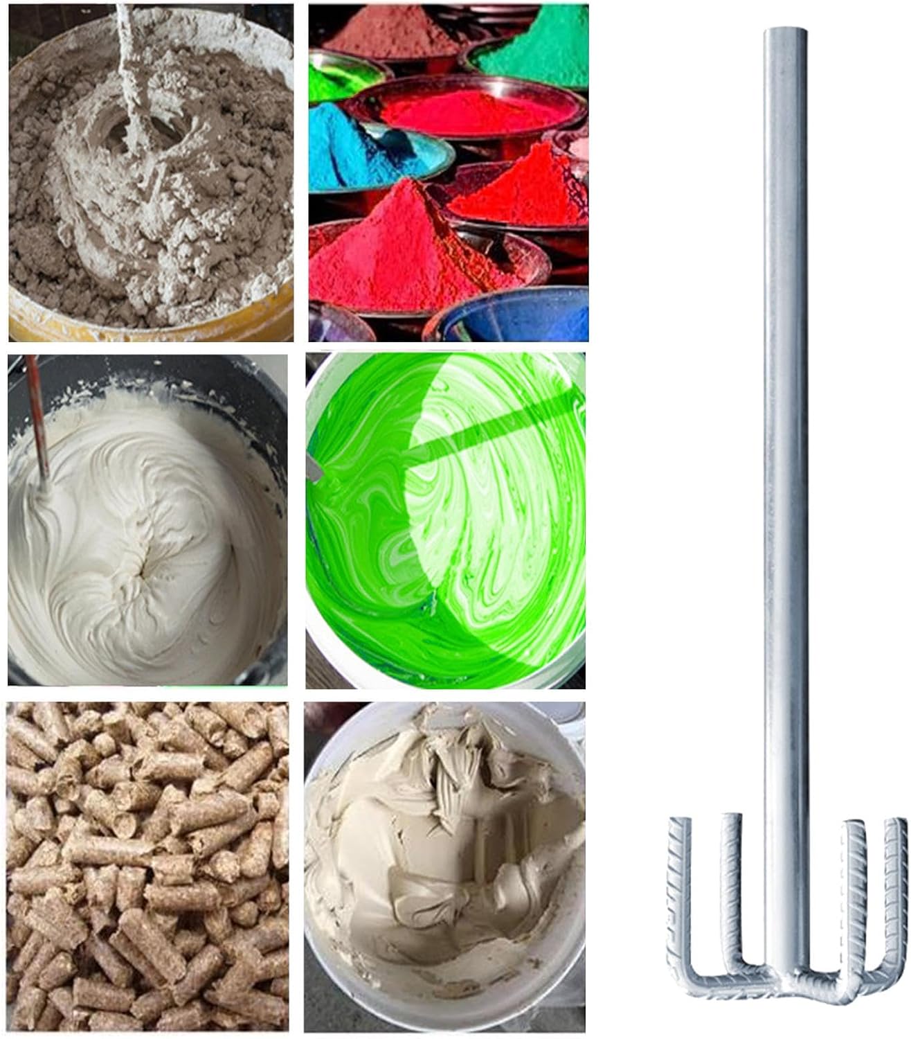 Paint Mixing Rod Cement and Mud Mixer Threaded Handle Rustproof Hand Drill Mixing Rod for Household Mortar Cement Putty 1 Piece- Type a