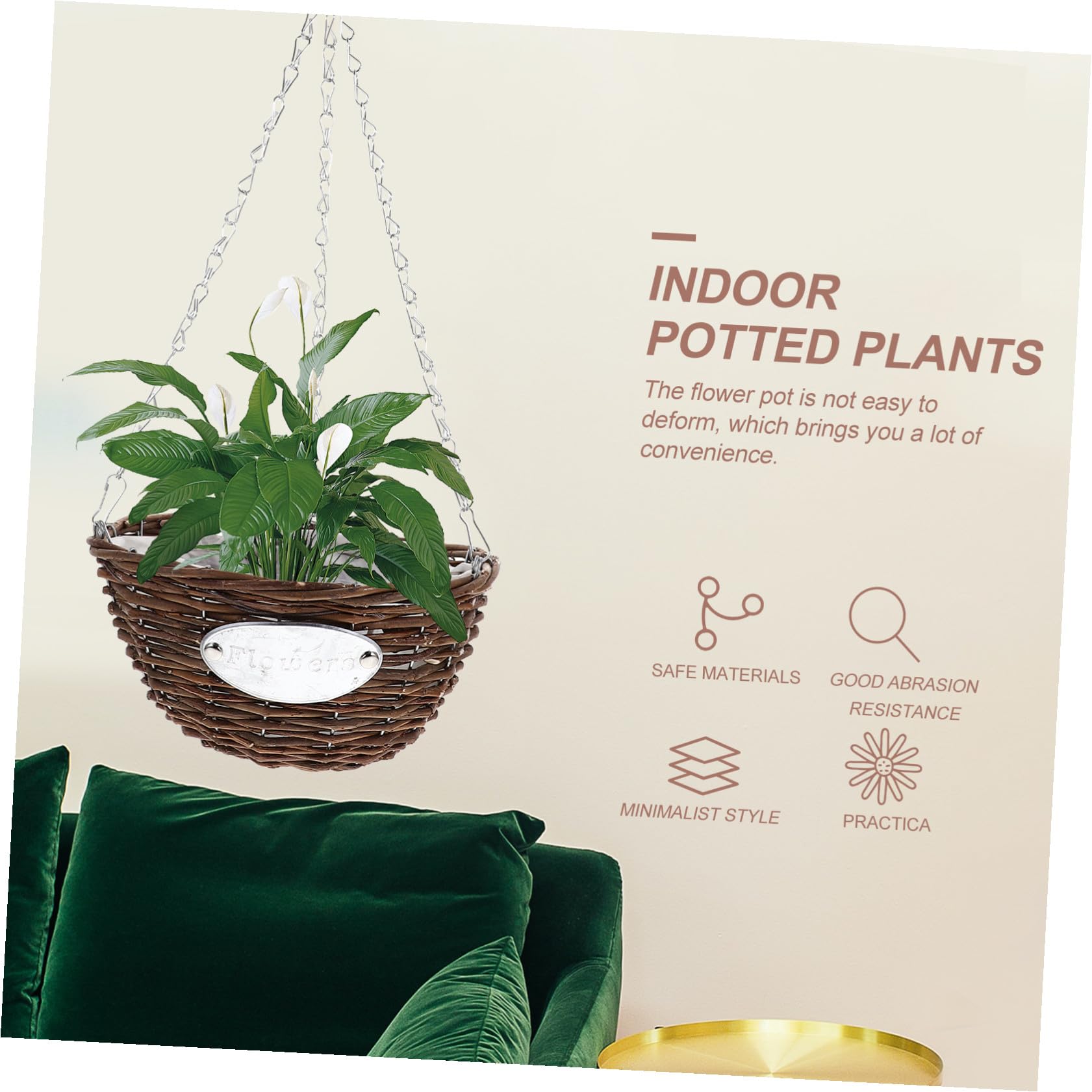 Fioriere Appese in Rattan e Metallo, Set 2 Vasi Sospesi 25 CM per Piante da Esterno e Interno, Cesto Medio per Balcone e Decorazioni Casa