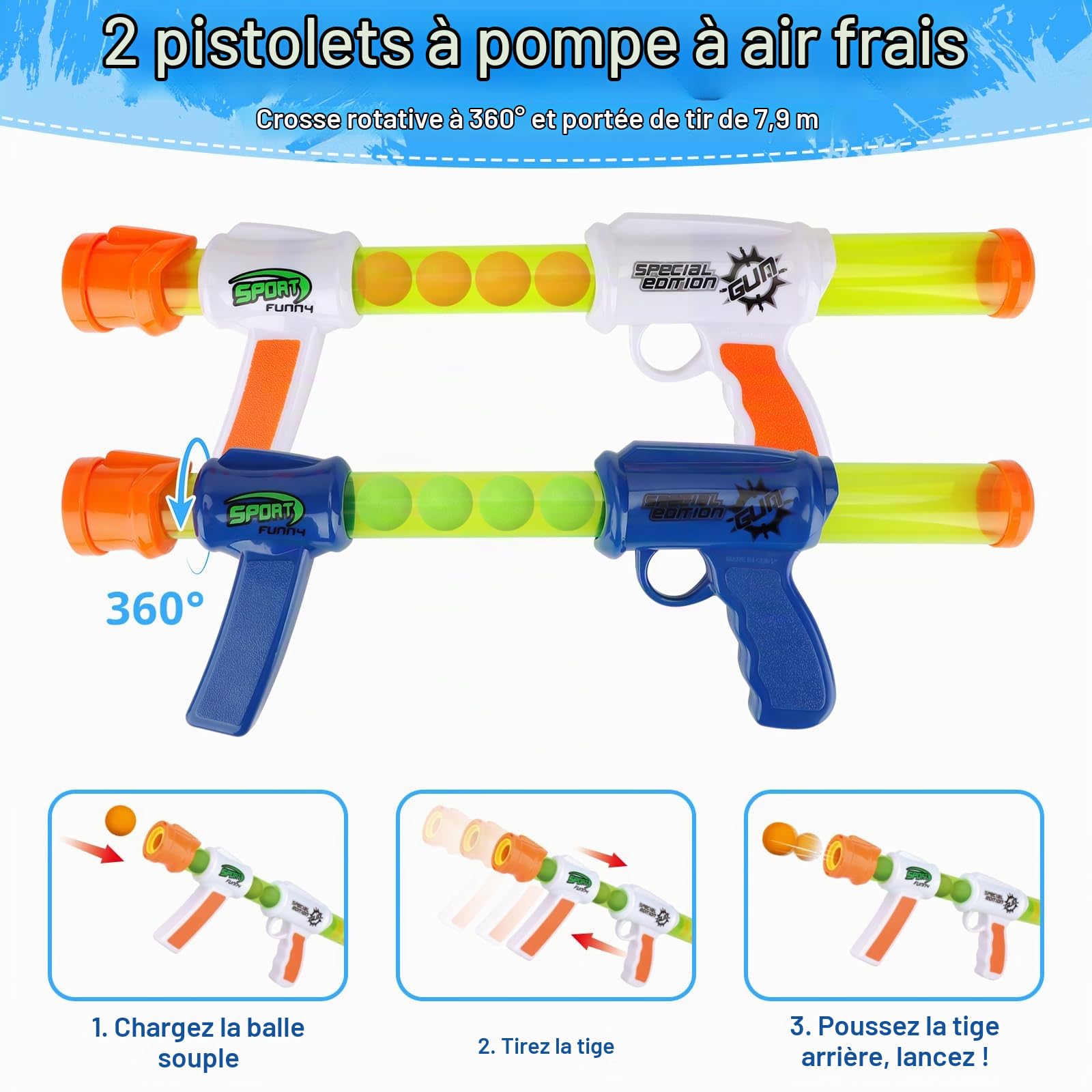 deAO Cible de Tir Mobile pour Enfants avec 2 Pistolets et 30 Balles Mousse | Mousse Eva Non-Toxique, 2 Modes (Statique/Dynamique), Extérieur/Intérieur, 3+ Ans, Cadeau Créatif Pour Jardin, Jeu En Famille