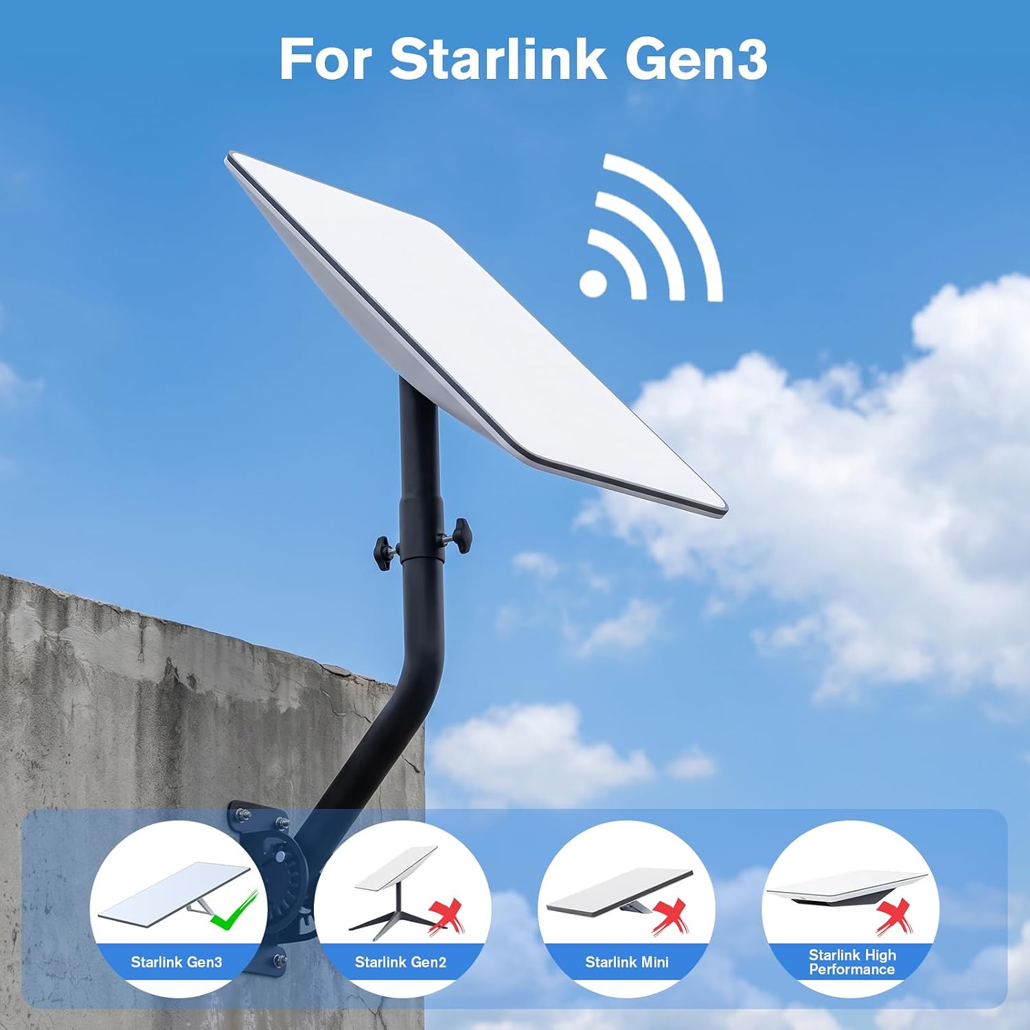 Gen 3 Mount for Starlink,Starlink Gen 3 Mount Adapter,Adjustable Starlink Mounting Kit for Stone/Wooden Wall,Extreme Wind & Weather Resistant