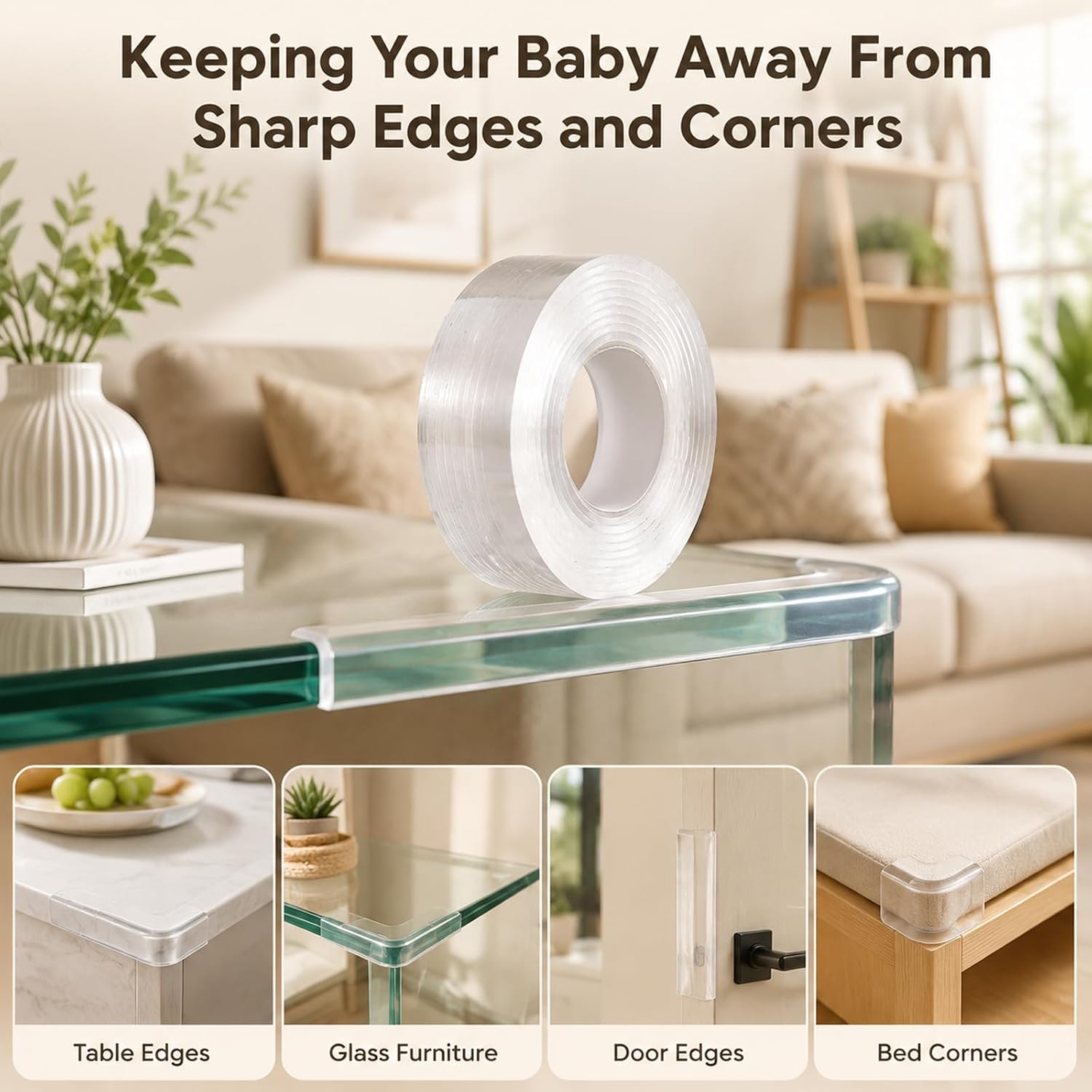 Clear Furniture Edge Corner Protector Thickened Acrylic Strip Soft Bumpers Baby Safety Guard Tape for Sharp Edges