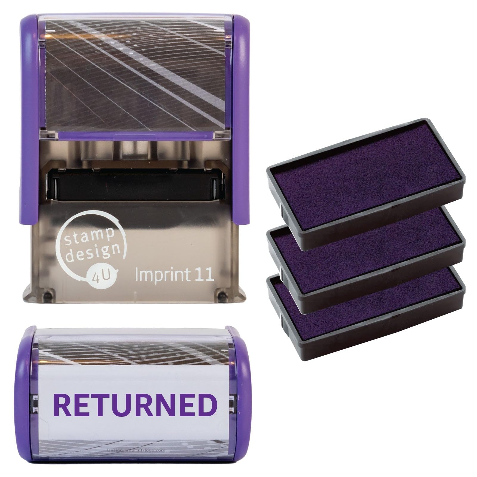 Returned Self Inking Rubber Stamp for Stamping Your Returned Documents - Violet Returned Stamp with 3 Extra Inkpad
