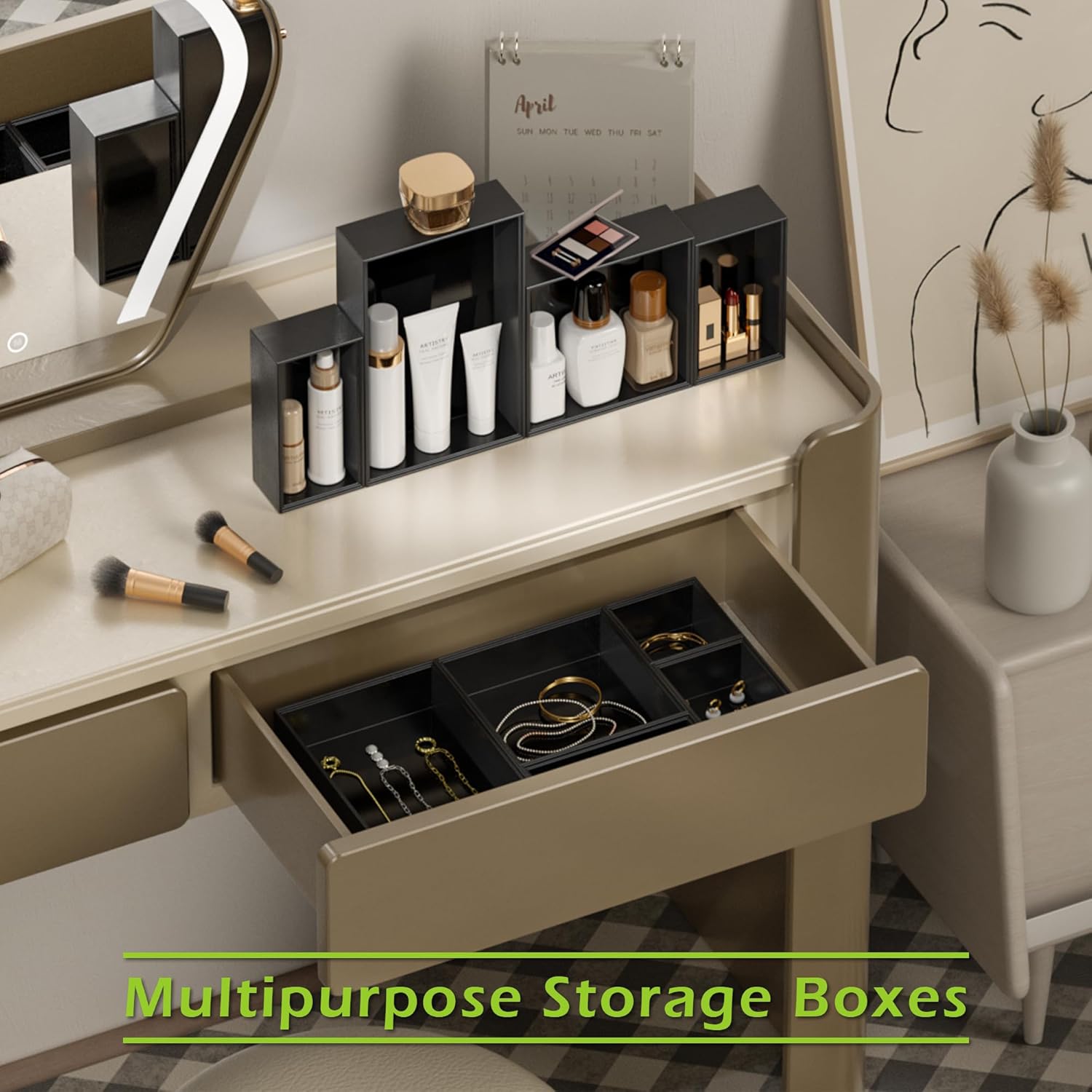 Black Toilet Paper Storage, Bamboo Toilet Tank Tray for Bathroom Organizers and Storage, Bathroom Drawer Organizer Trays, Bamboo Drawer Organizer Kitchen Utensils Silverware Organizer, 2 PCS & 5 PCS