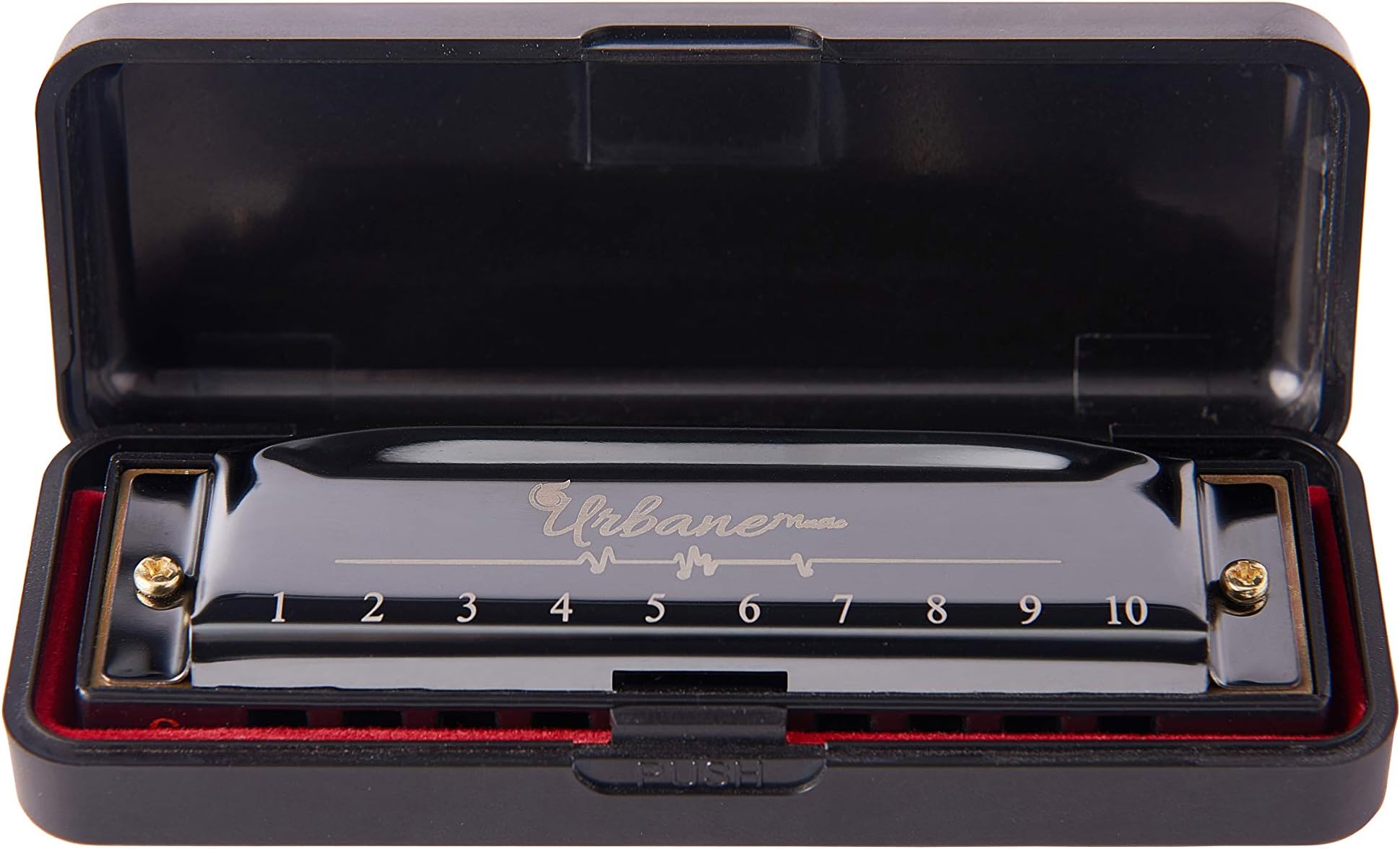 Harmonica 10 Holes 20 Tunes Mouth Organ Blues Deluxe Harmonica, Key of C for Beginner, Adults, Kids Gift, Black