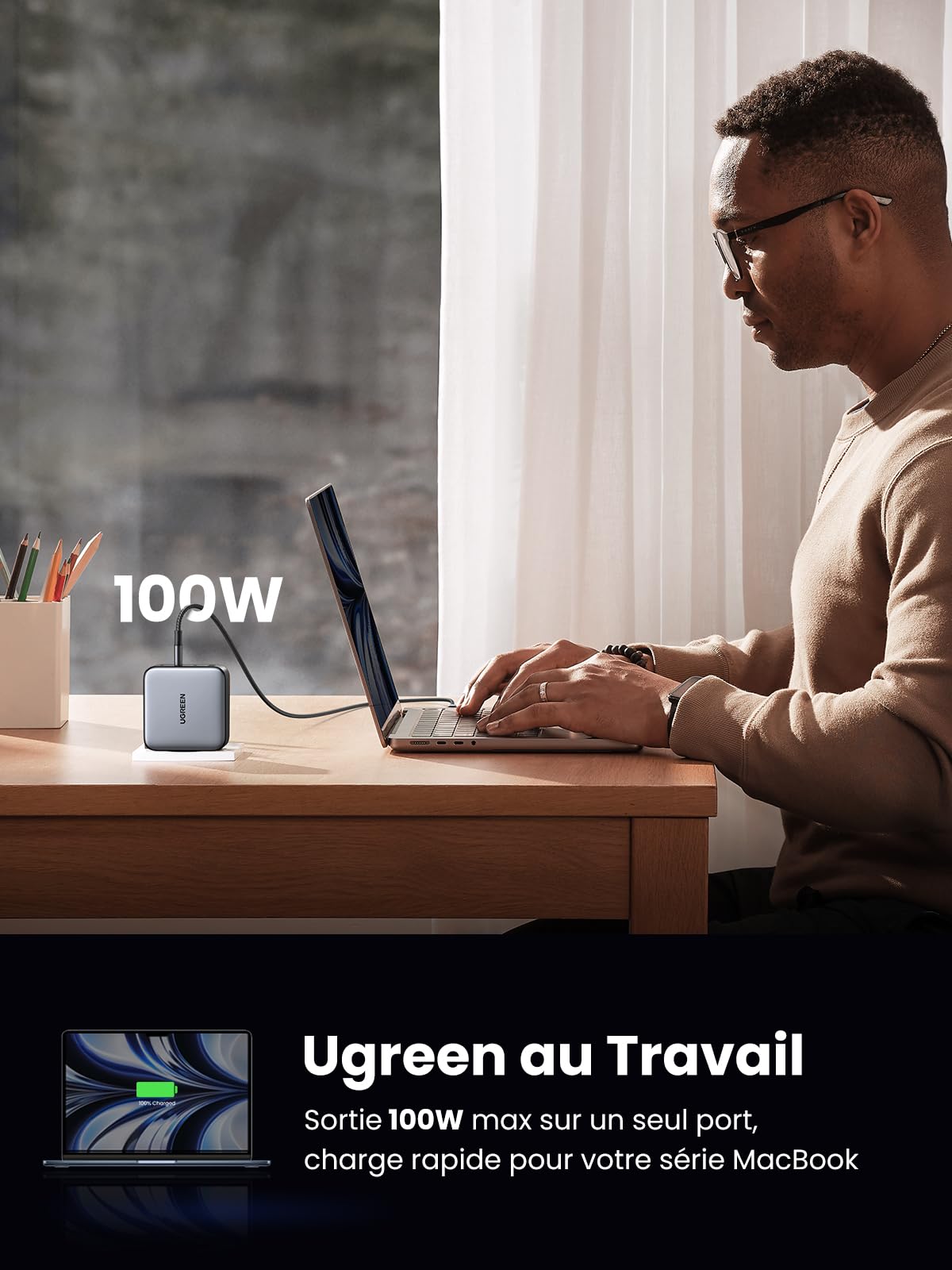 UGREEN Nexode 100W Chargeur USB C Rapide 4 Ports GaN Tech Compatible iPhone 17 Pro Max Air 16 15 14 13 12 Galaxy PPS 60W S26 S25 S24 Pixel 10 9 iPad MacBook