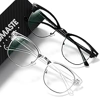 Vista 11 de Lentes de bloqueo de luz azul, vintage, medio marco, lente transparente UV, antifatiga ocular, gafas de juegos para computadora para mujeres