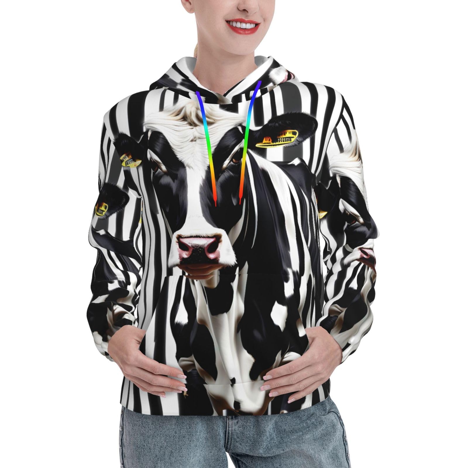 Sweat à capuche vache femme EdWal pull idéal pour le cocooning - 8