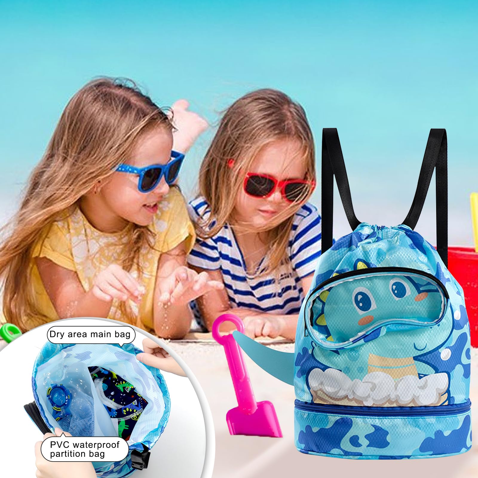 Borsa Da Nuoto Impermeabile Con Coulisse – Grande Capacità, Tasche Con Cerniera, Spallacci Regolabili, Unisex Per Palestra, Spiaggia, Viaggi, Colore Sfumato