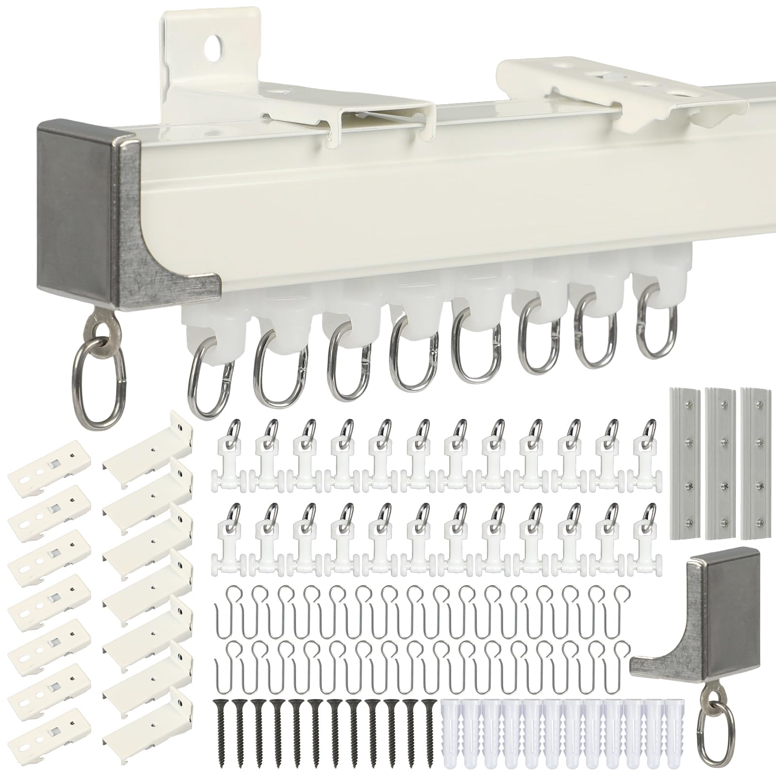 Rail de plafond en aluminium de 4 m avec accessoires complets pour rideaux lourds et douches