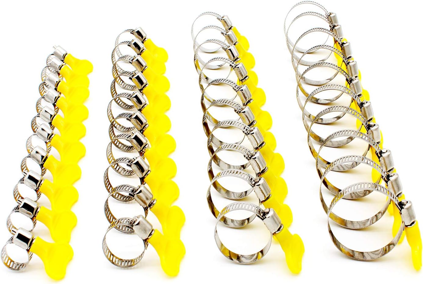 TSellk Adjustable Stainless Steel Hose Clamp, Pipe Clamp, Self-bringing Tools, 2/5" - 1 3/4", 40 Piece
