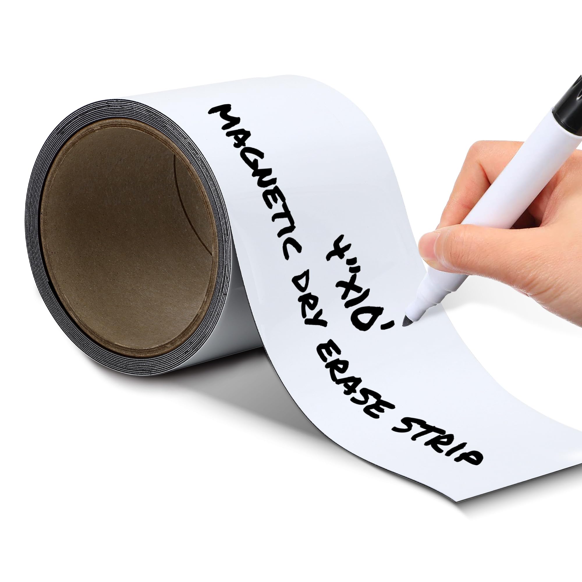 Magnetic Strip, Magnetic Tape, Magnet Tape, Magnet Roll, Whiteboard Magnets, Strip Magnets, Dry Erase Labels, Sheets, Strips, Flat, Write On, Blank, Long, Writeable, Wipe Off, White, 4 Inch x 10 Feet