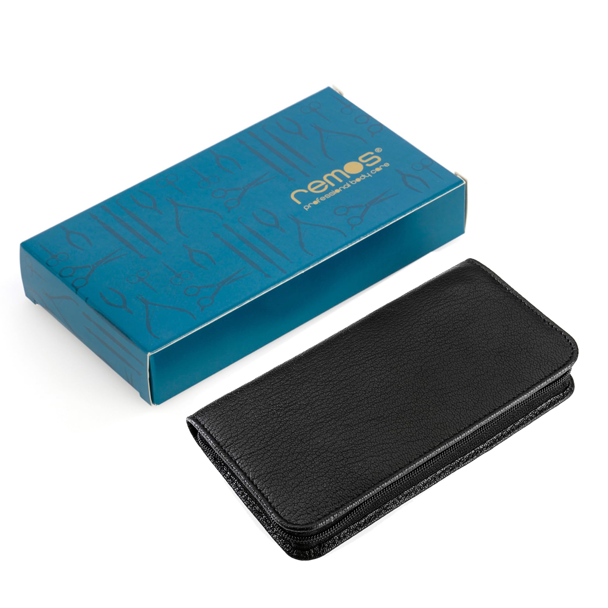 REMOS Set manicure in vera pelle, vuoto, per 7 strumenti - nero