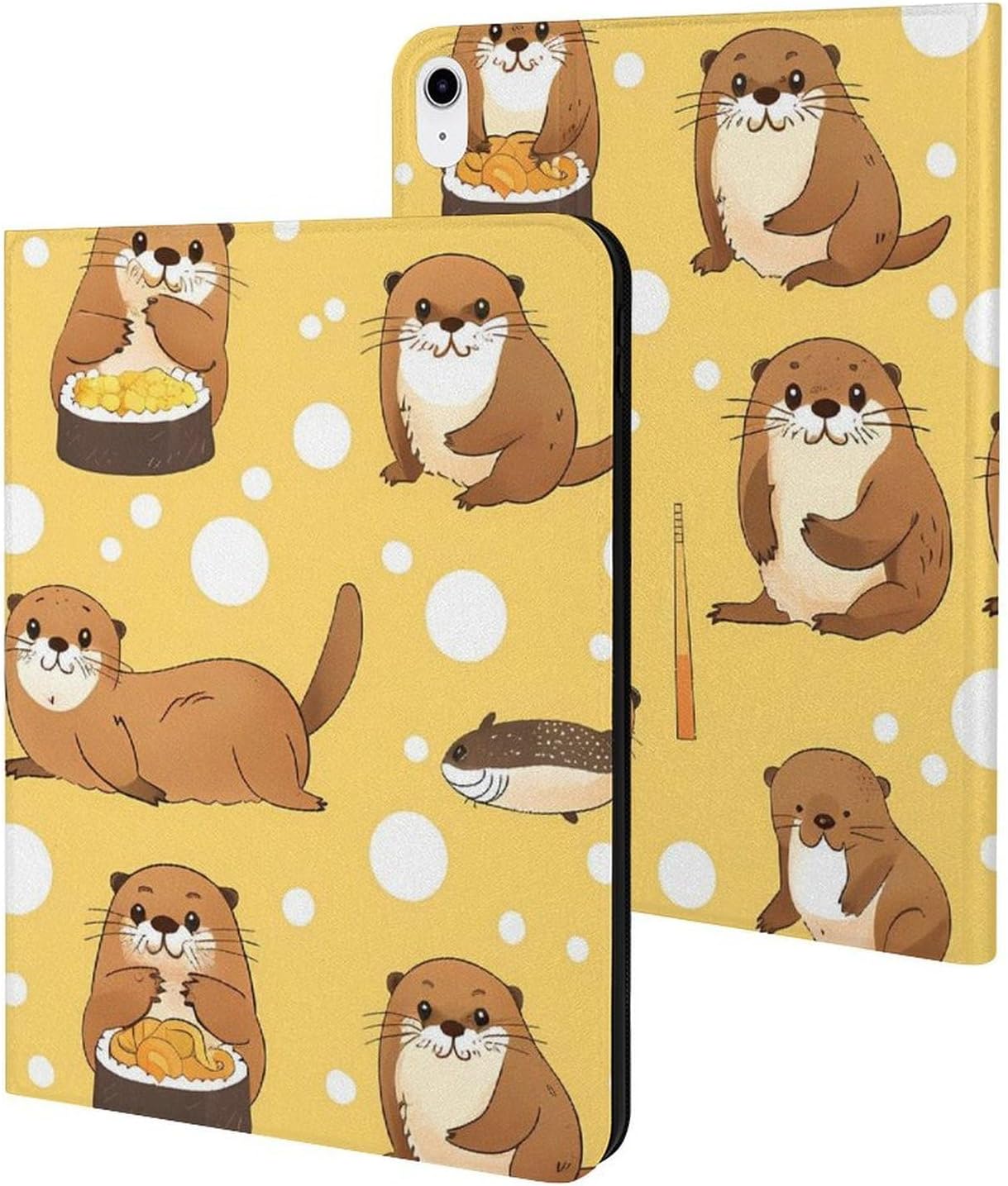 Funny Otter Sushi Printed Case Trifold Stand Protective Cover Compatible with iPad 10代 (10.9in)