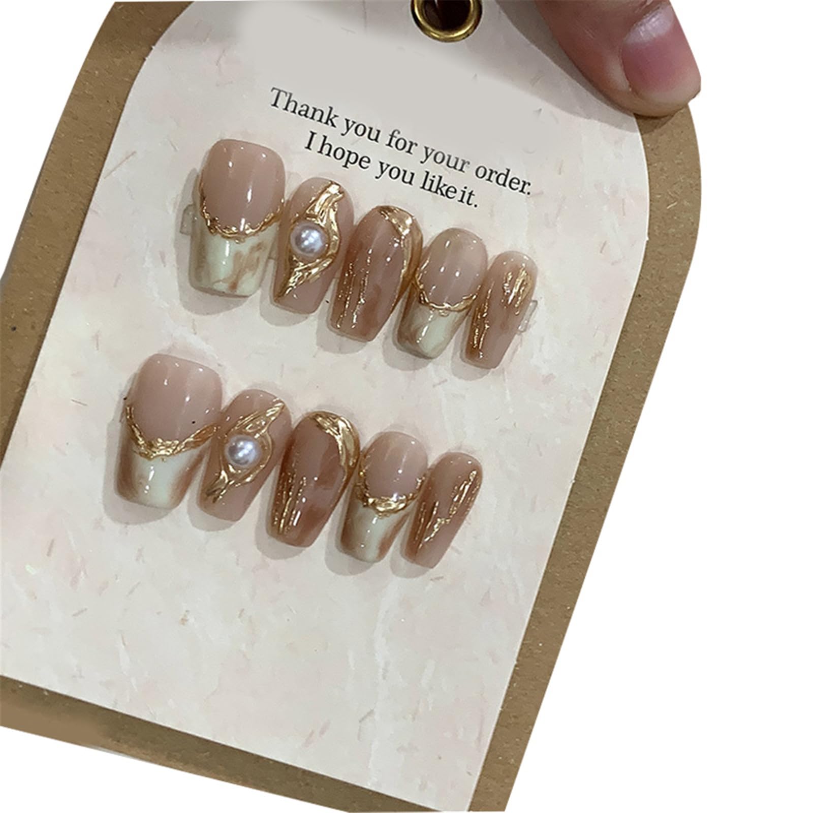 XINGLIDAOvals/Long Square Press on Nail French Tip Fake Nails Glues on Nail Set Artificial Nails (B-S#)