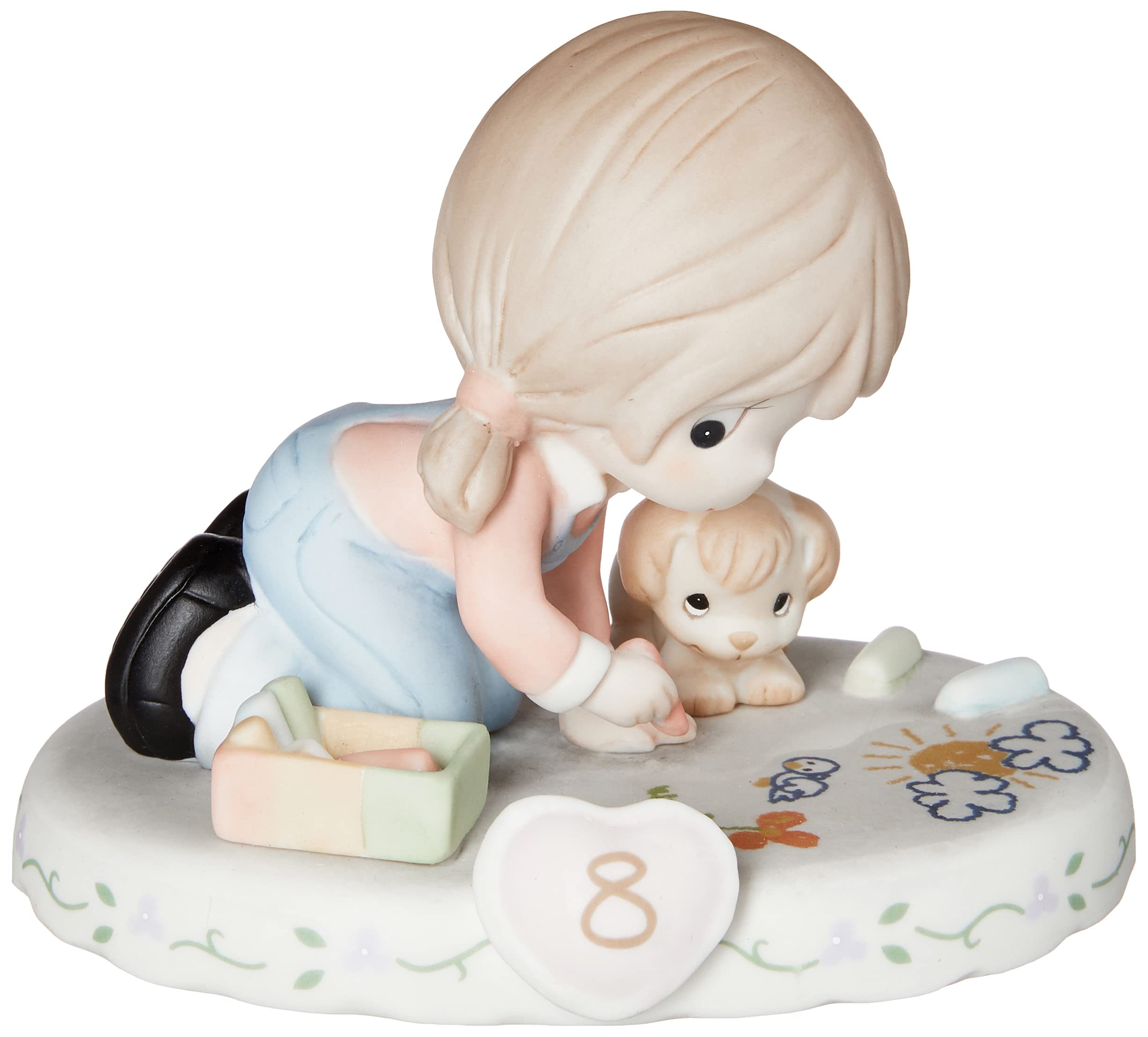 Precious MomentsGrowing In Grace, Age 8, Bisque Porcelain Birthday Figurine for 8 Year Old Girls, Brunette Girl, 154035B